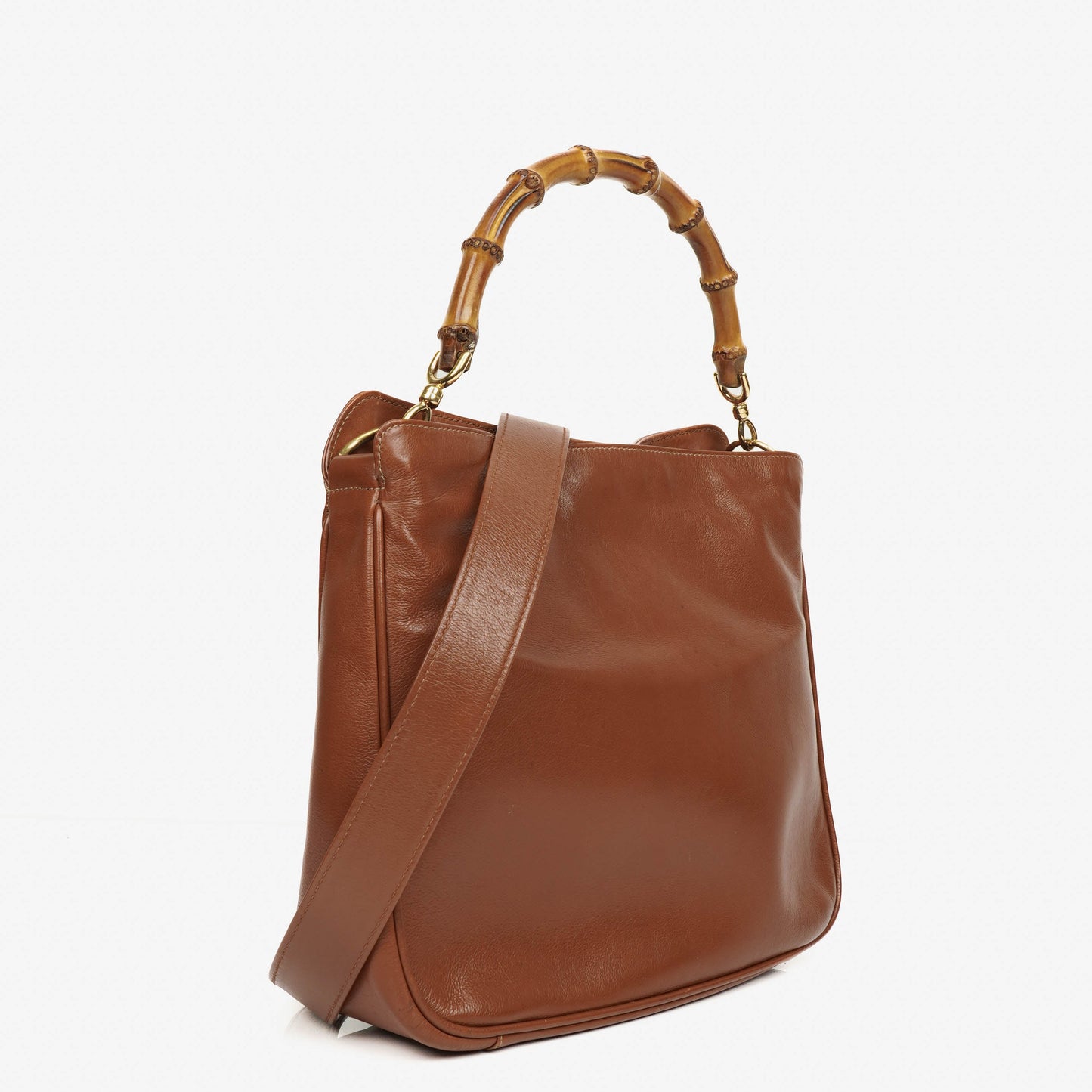 Gucci Bamboo Top Handle Brown Leather Hobo Bag