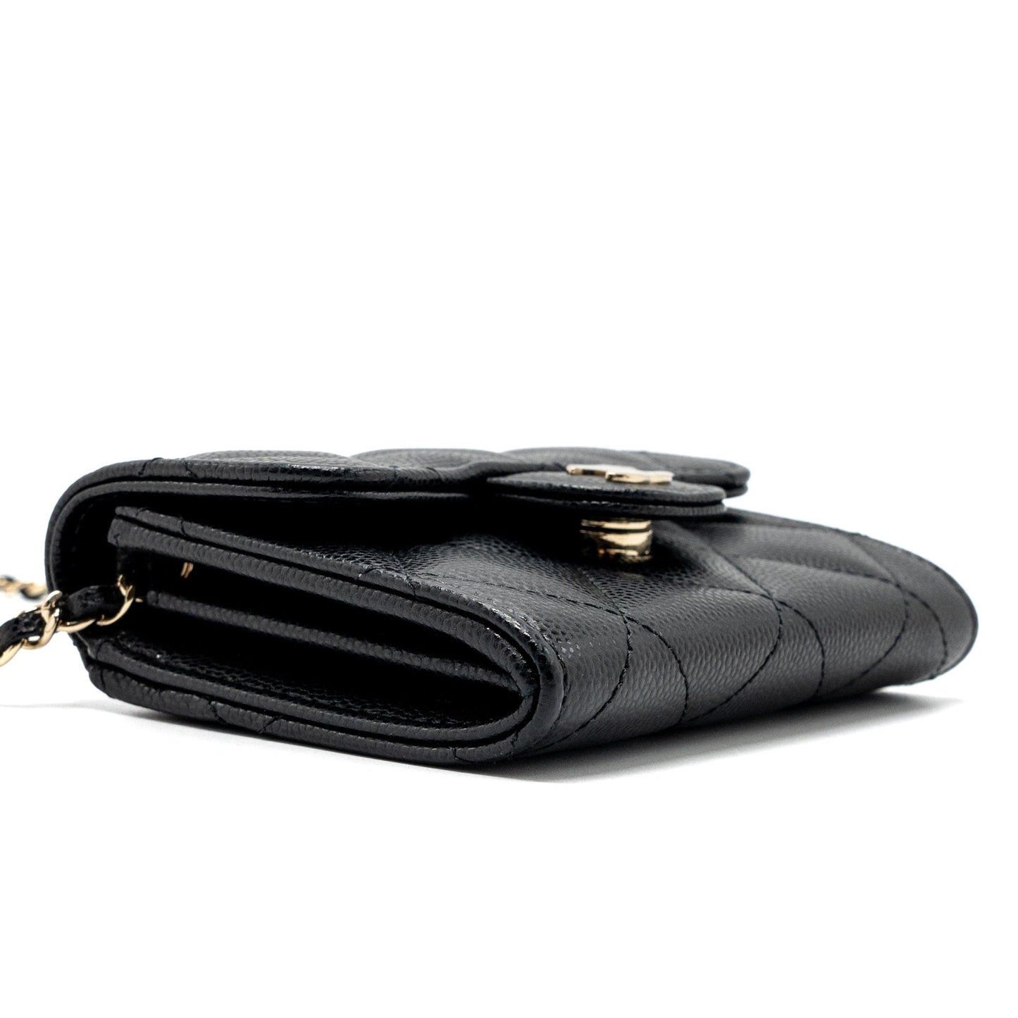 Chanel Card Holder With Chain Caviar Black L