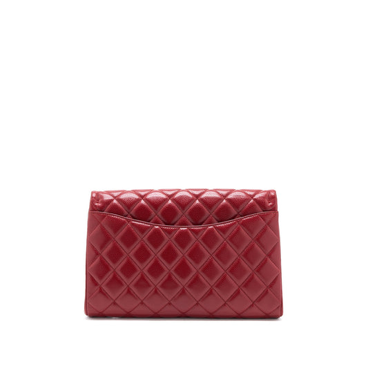 Chanel Classic Timeless Flap Clutch with Chain Caviar Red