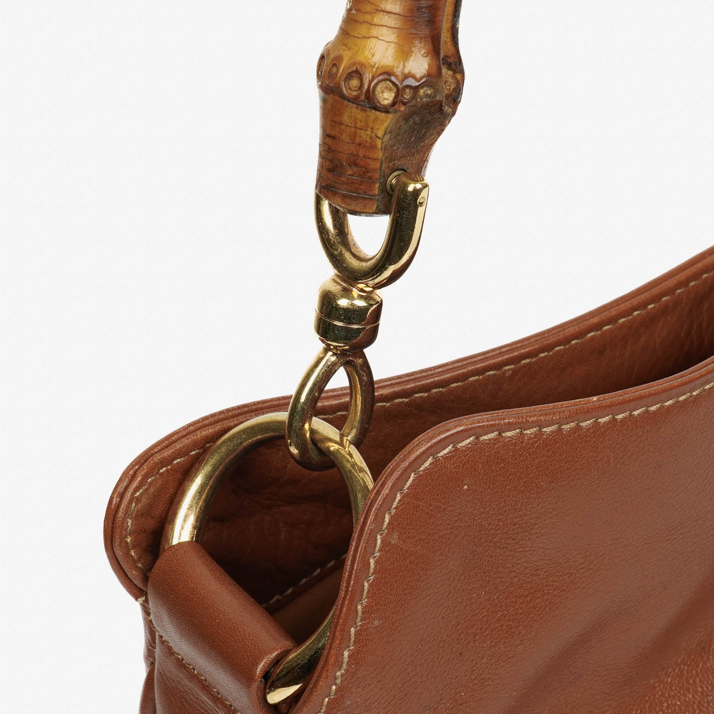 Gucci Bamboo Top Handle Brown Leather Hobo Bag