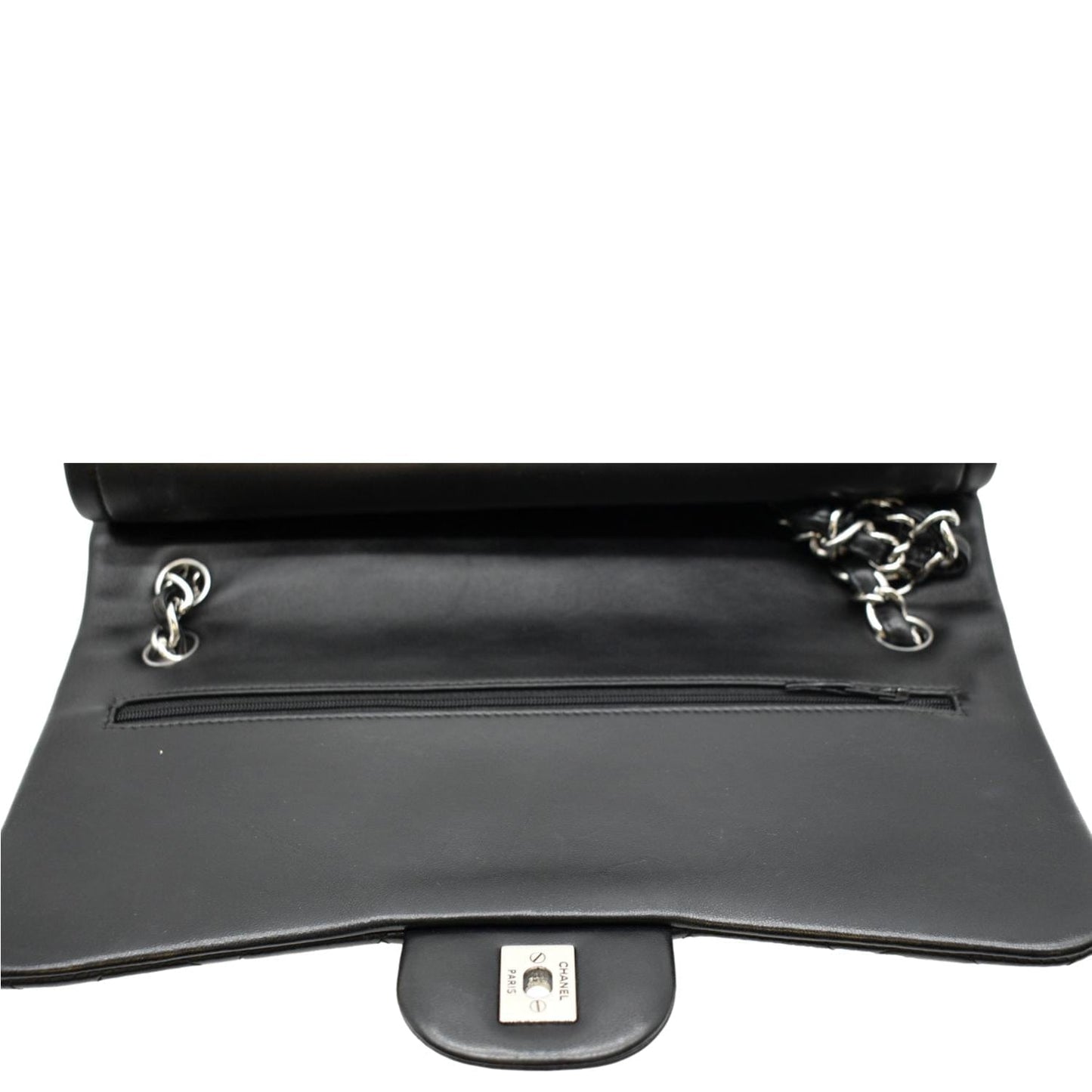 CHANEL Jumbo Double Flap Calfskin Leather Shoulder Bag Black