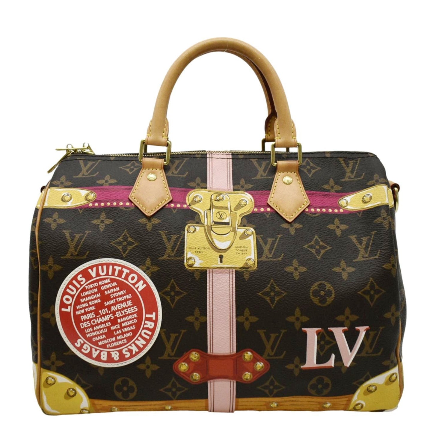 LOUIS VUITTON Summer Trunks  30 Monogram Canvas Satchel Bag Brown