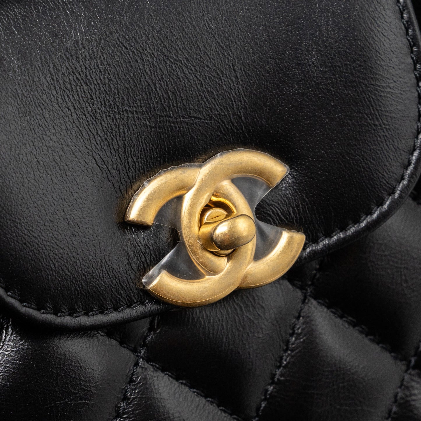Chanel 23K mini kelly shopping tote bag Calfskin black  (microchip)