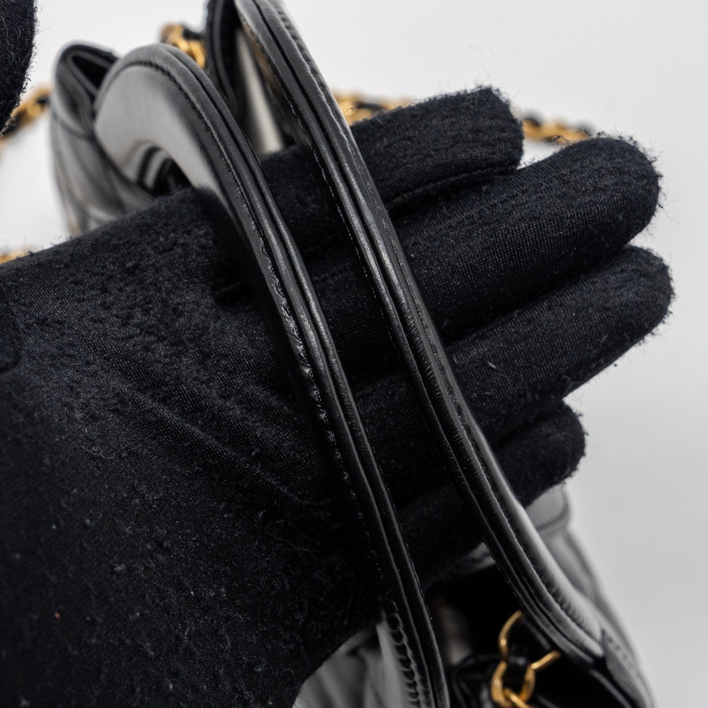 Chanel 23K mini kelly shopping tote bag Calfskin black  (microchip)