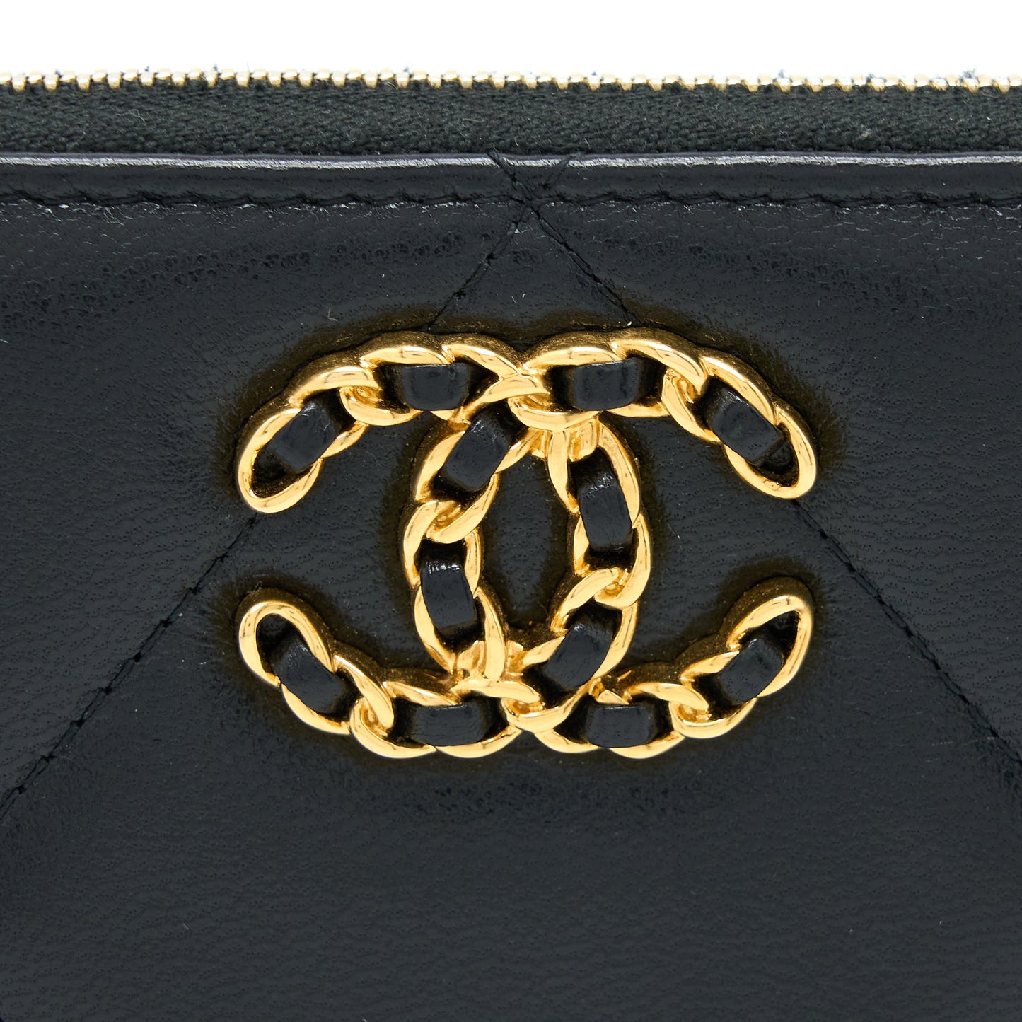 Chanel 19 Zip Wallet Goatskin Black