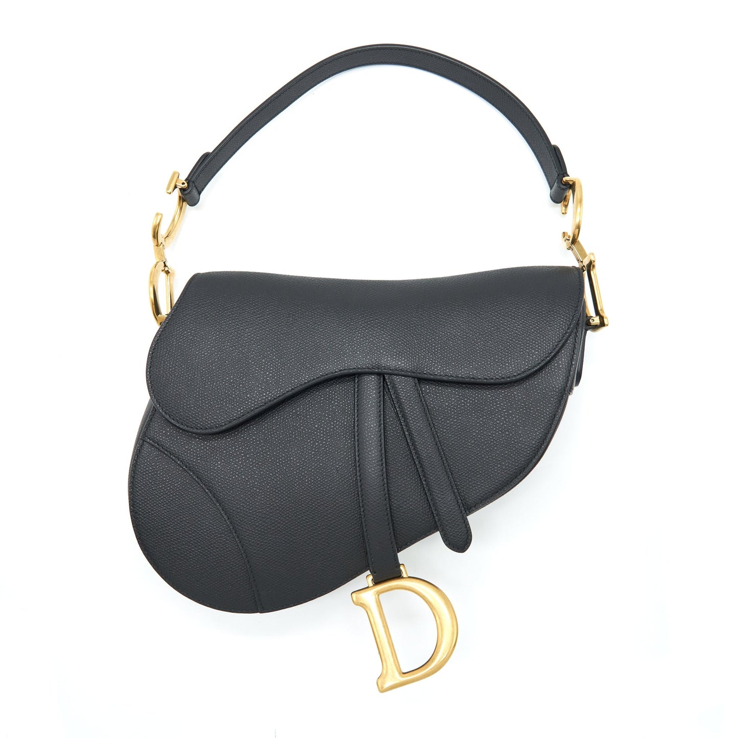 Dior Medium Saddle Purse Grained Calfskin Black