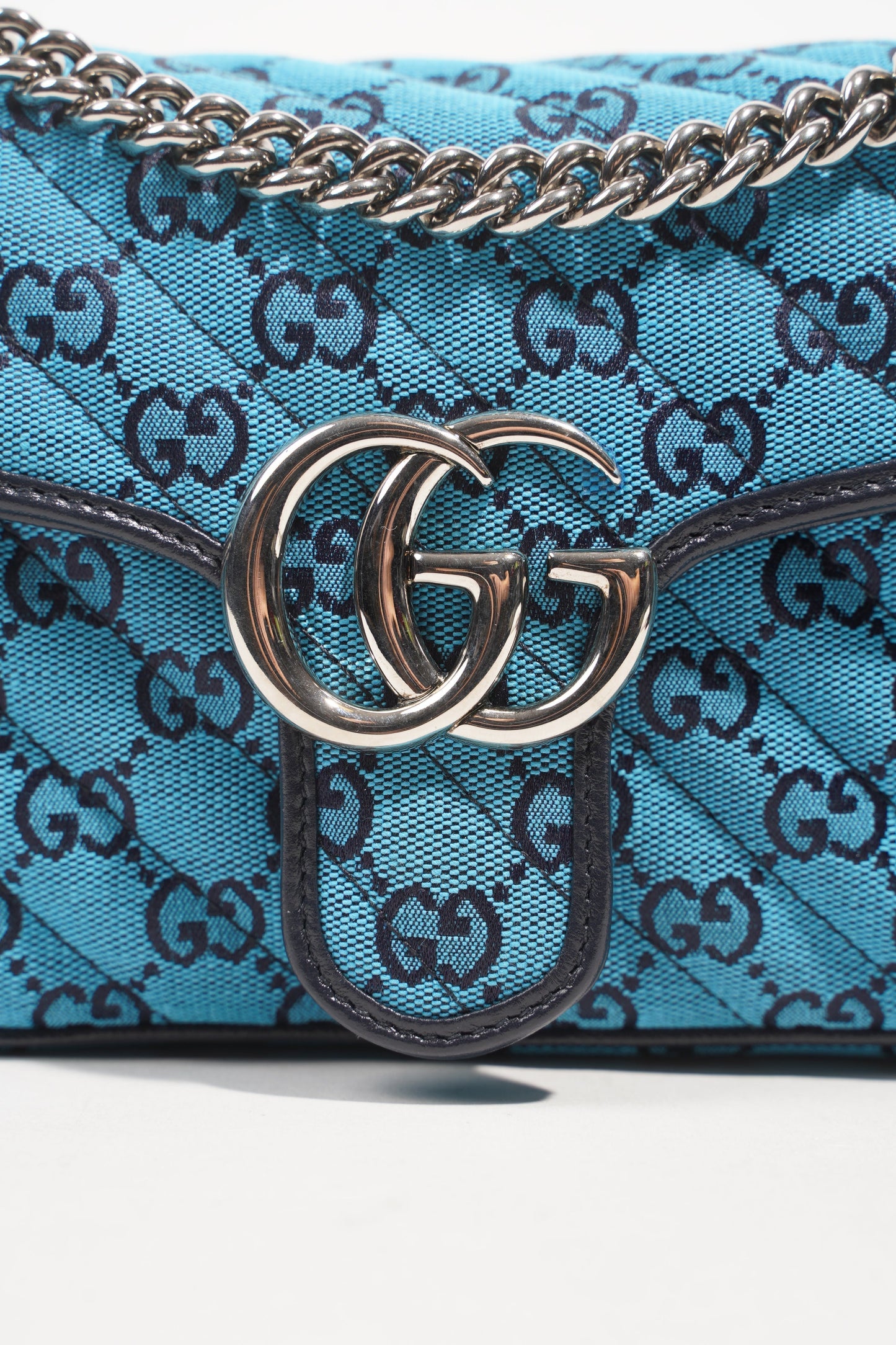 Gucci Womens GG Marmont Flap Bag Blue Small