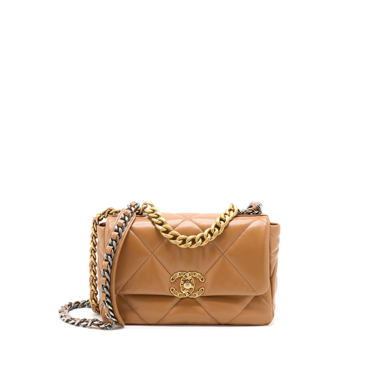 Chanel 22A Small 19 Bag Lambskin Caramel  (Microchip)