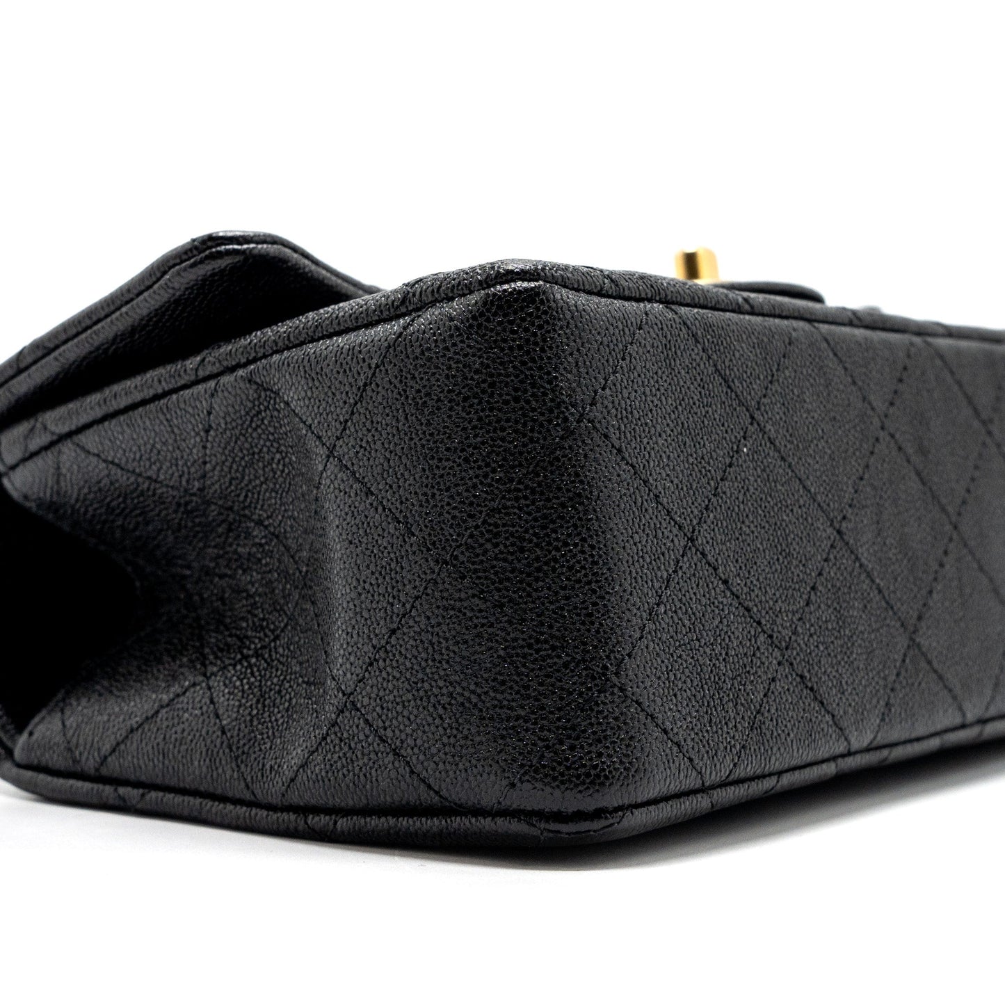 Chanel top handle mini rectangular flap bag caviar black