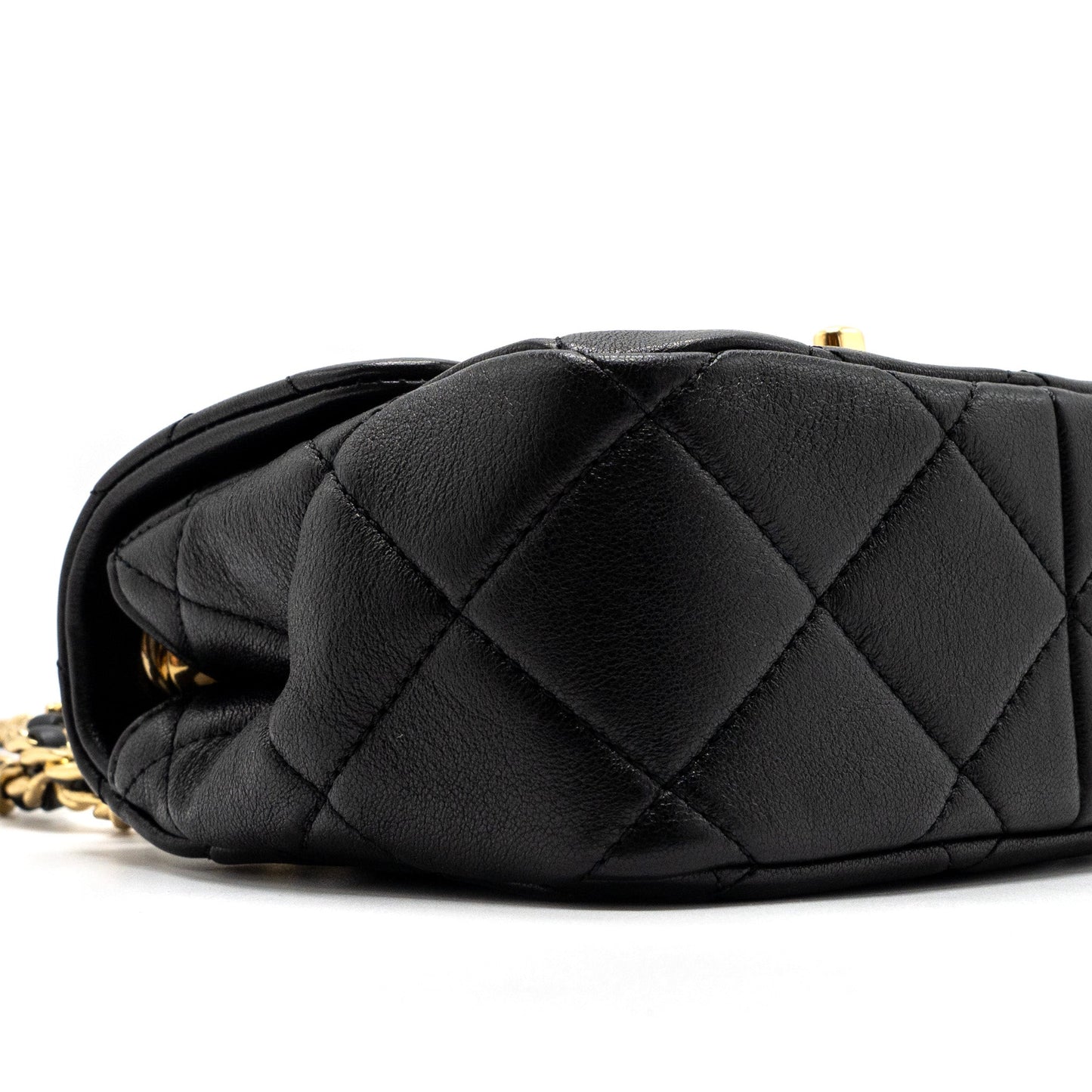 Chanel Round Handle Mini Square Crossbody Bag Lambskin Brushed (Microchip)