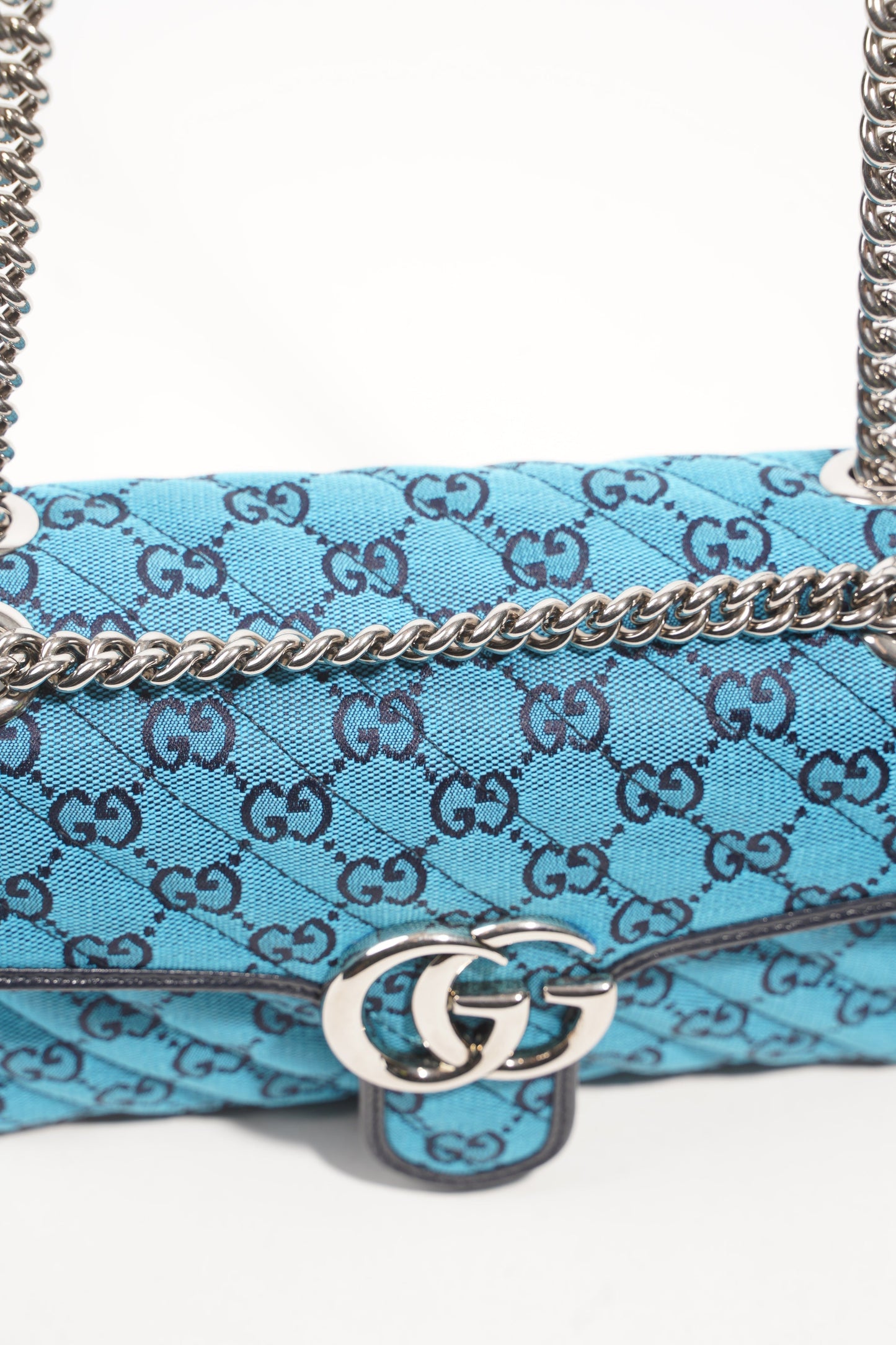 Gucci Womens GG Marmont Flap Bag Blue Small