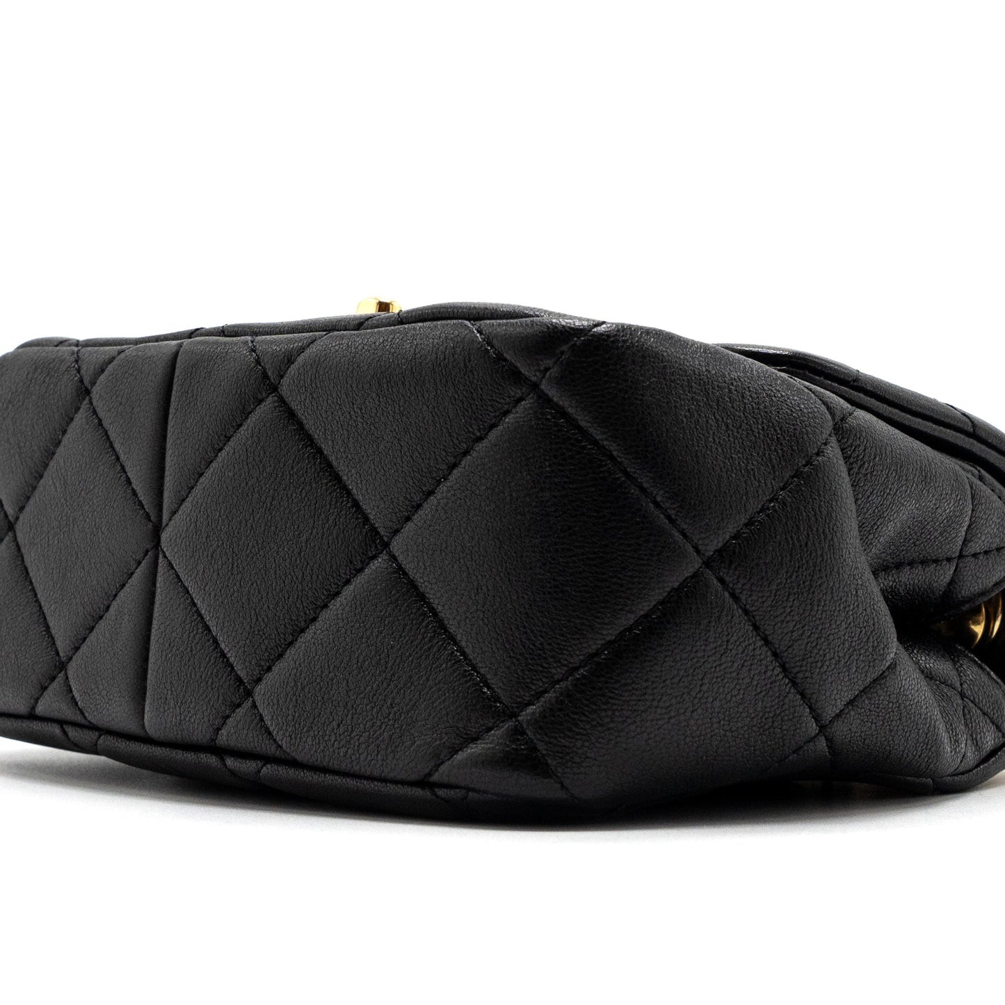 Chanel Round Handle Mini Square Crossbody Bag Lambskin Brushed (Microchip)