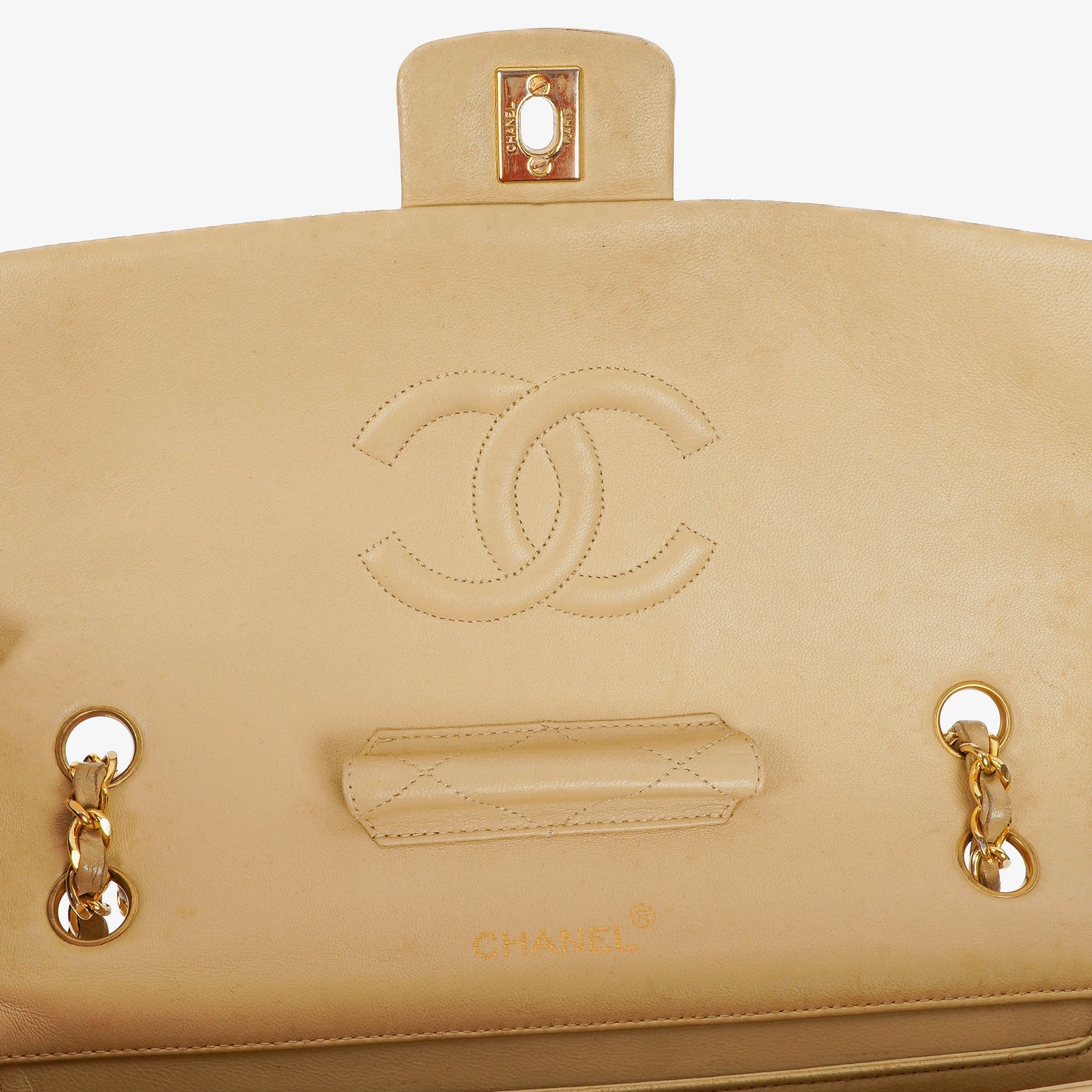 Chanel Classic Single Flap Bag Neutral Beige Quilted Lambskin 24K Gold-Plated Hardware