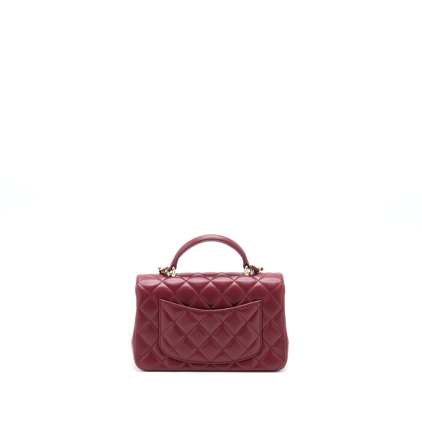Chanel 22A Top Handle Mini Rectangular Flap Bag Lambskin Burgundy L