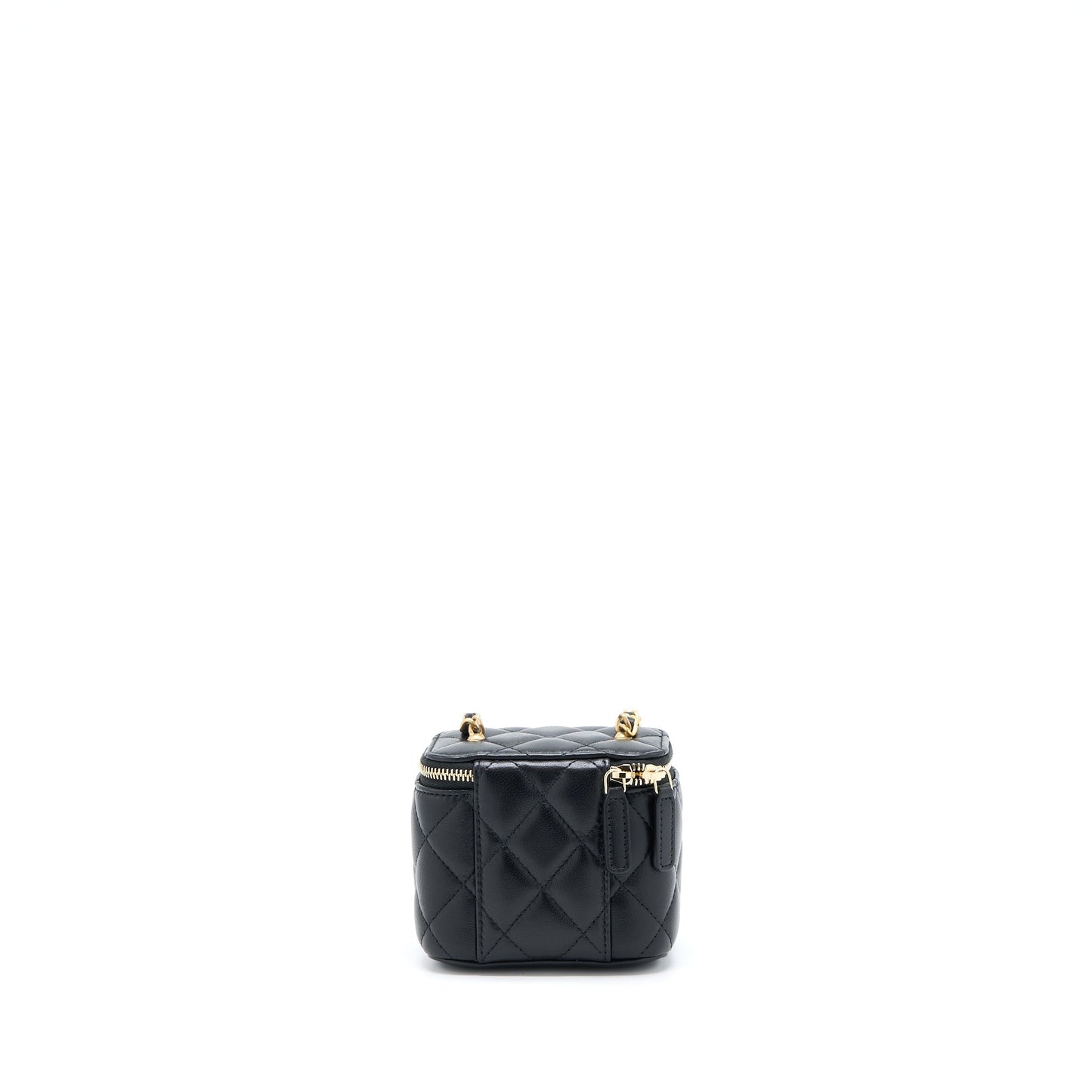 Chanel 22B Pearl Crush Mini Vanity With Chain Lambskin Black