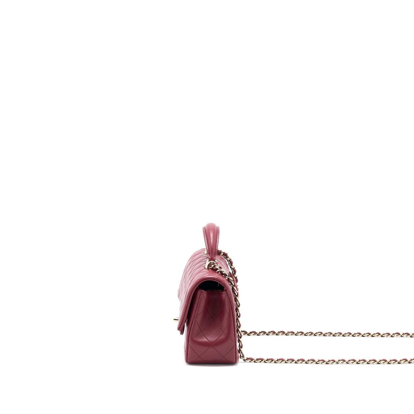 Chanel 22A Top Handle Mini Rectangular Flap Bag Lambskin Burgundy L