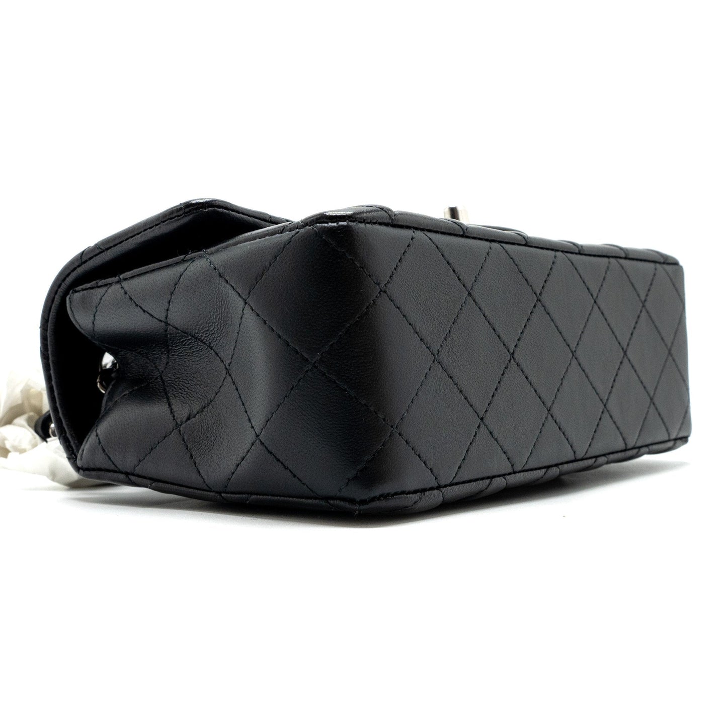 Chanel classic mini rectangular flap bag lambskin black  (microchip)