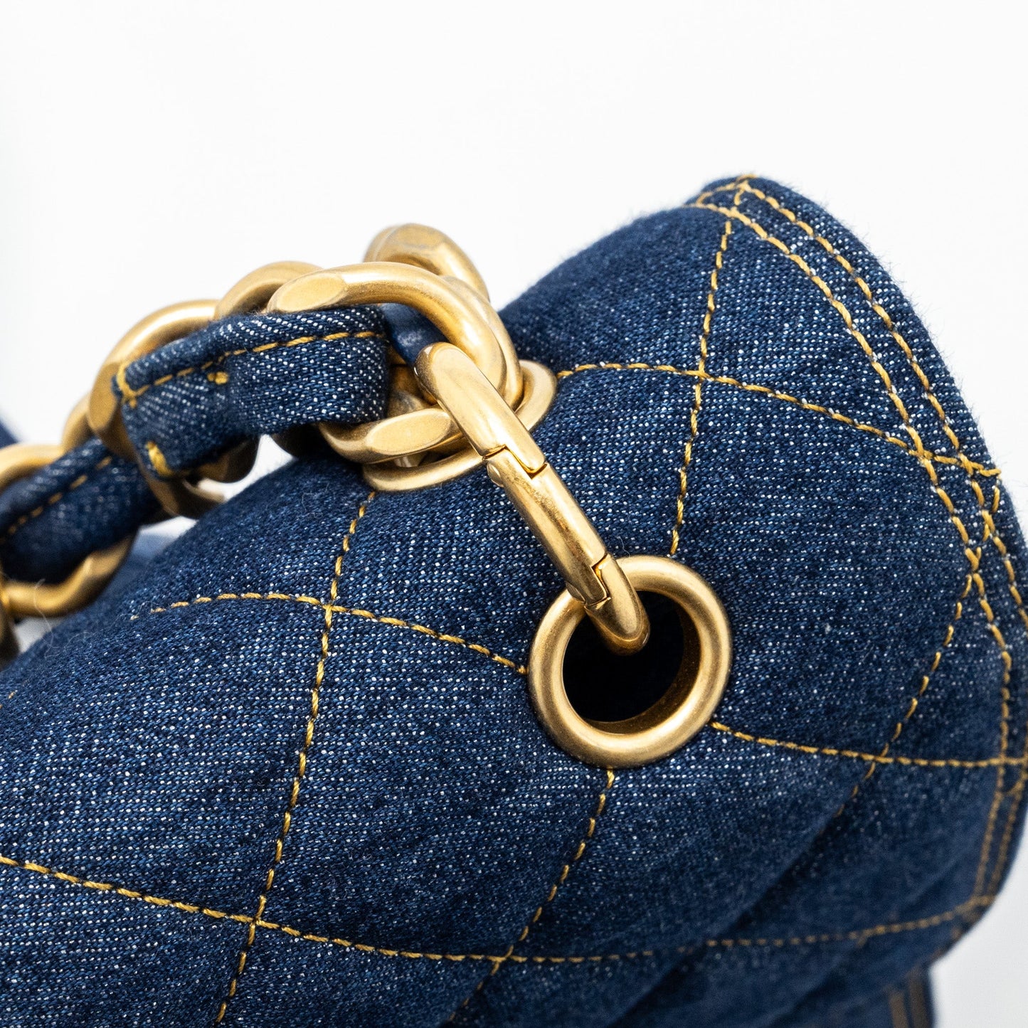 Chanel 23S flap backpack denim blue with  (microchip)