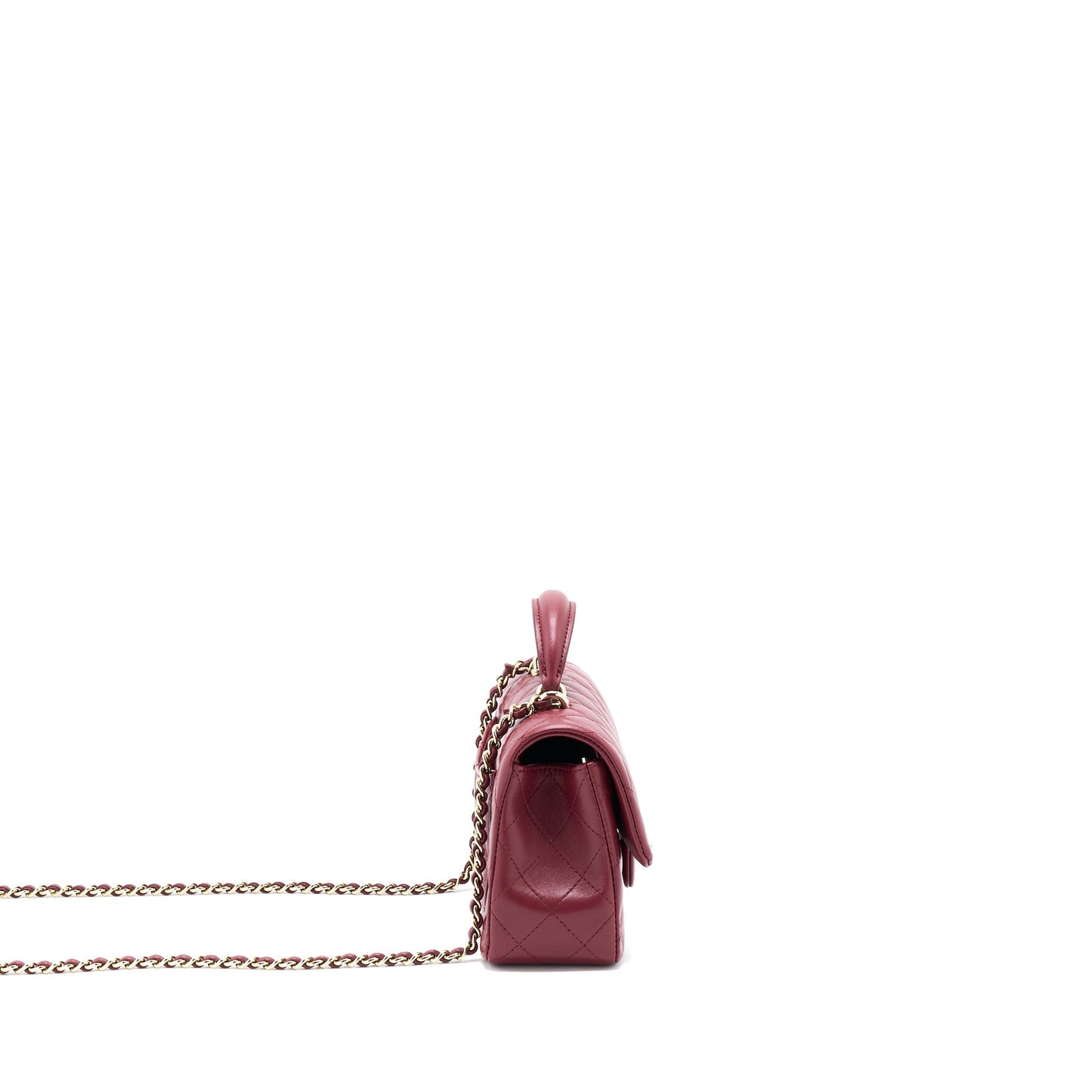 Chanel 22A Top Handle Mini Rectangular Flap Bag Lambskin Burgundy L