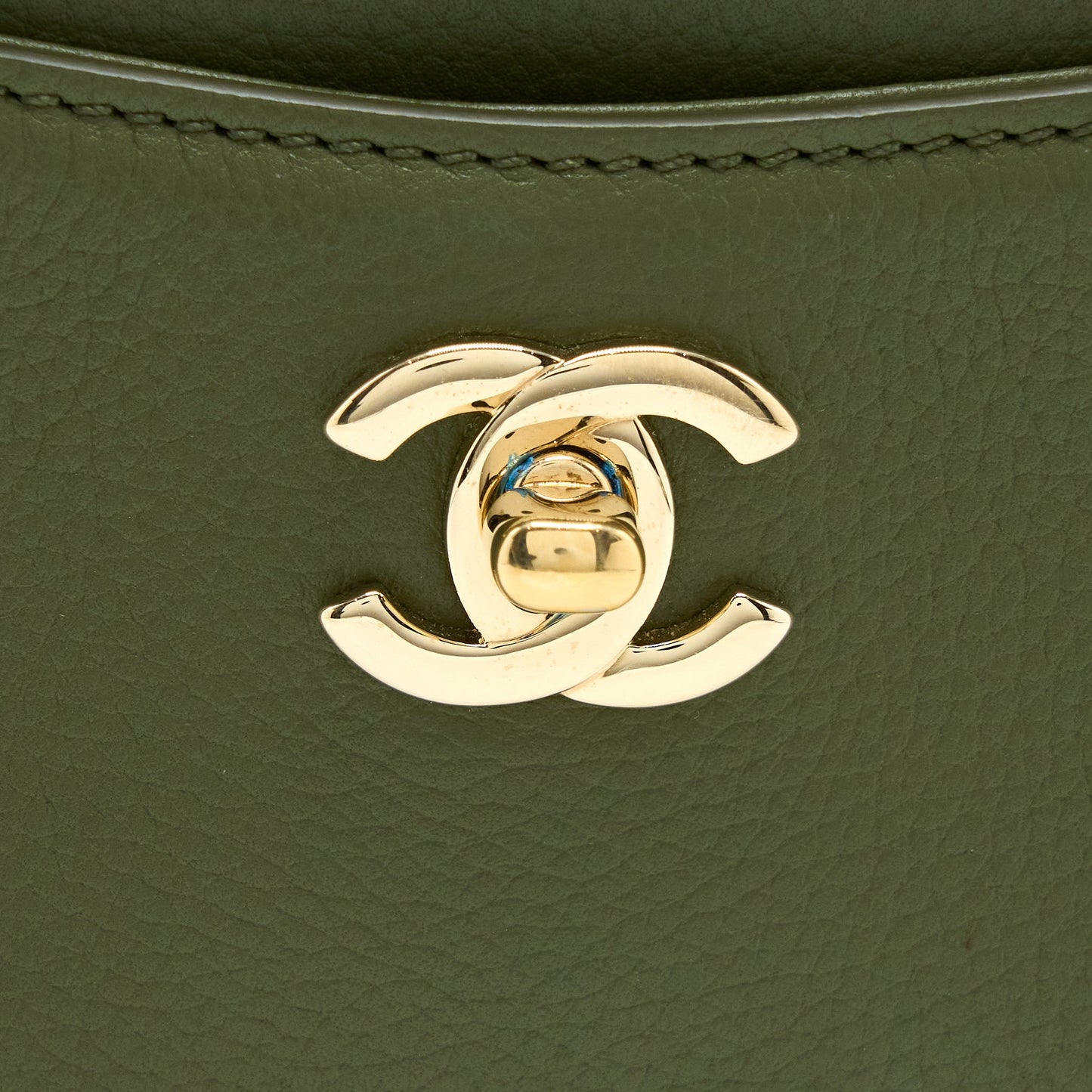 Chanel Small Top Handle Tote Calfskin Green L