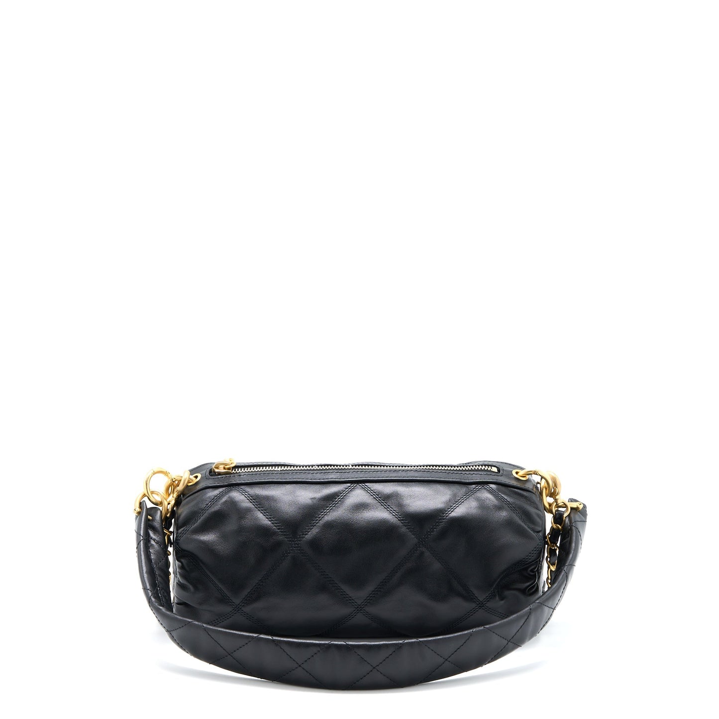 Chanel Mini Bowling Bag with Chain Lambskin Black Brushed  (Microchip)