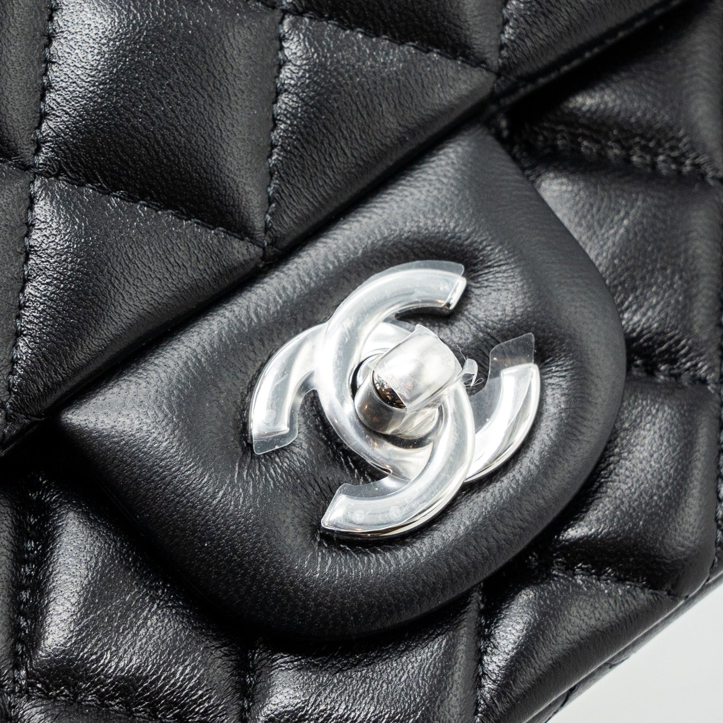 Chanel classic mini rectangular flap bag lambskin black  (microchip)