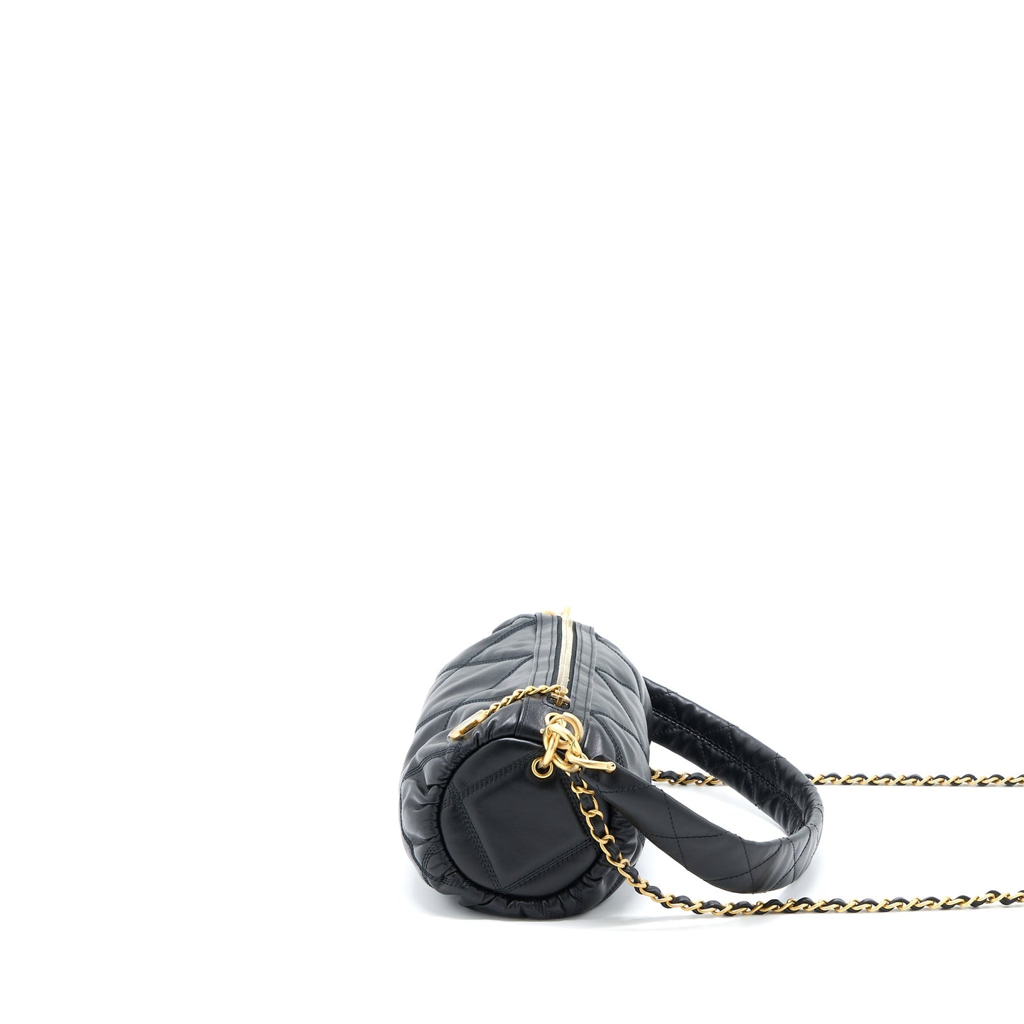 Chanel Mini Bowling Bag with Chain Lambskin Black Brushed  (Microchip)