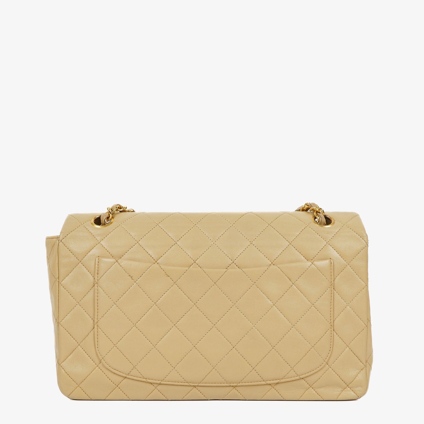 Chanel Classic Single Flap Bag Neutral Beige Quilted Lambskin 24K Gold-Plated Hardware
