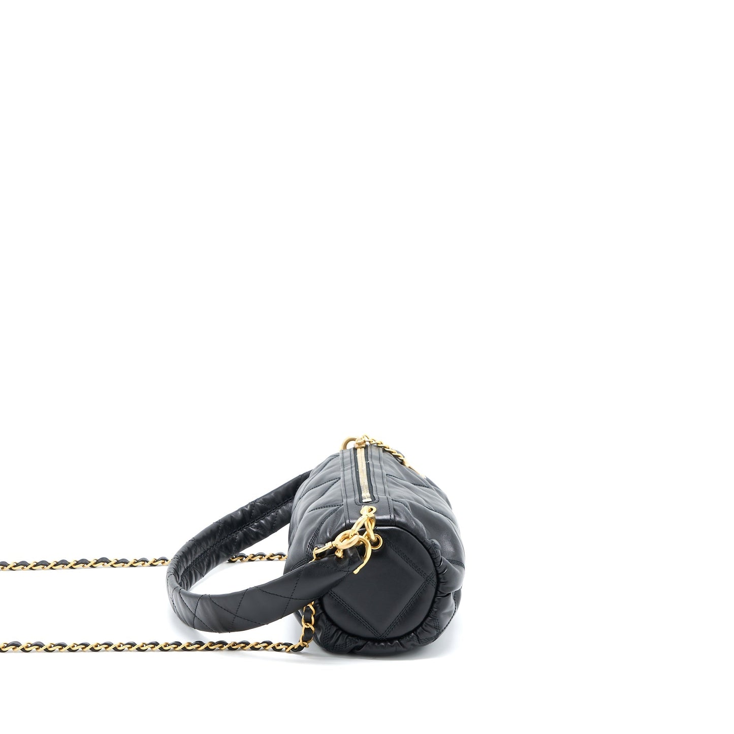 Chanel Mini Bowling Bag with Chain Lambskin Black Brushed  (Microchip)
