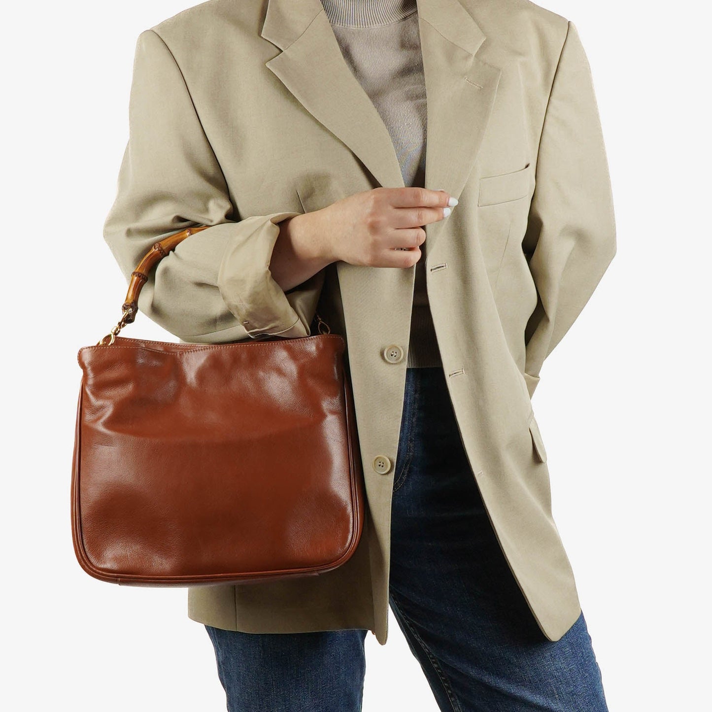 Gucci Bamboo Top Handle Brown Leather Hobo Bag