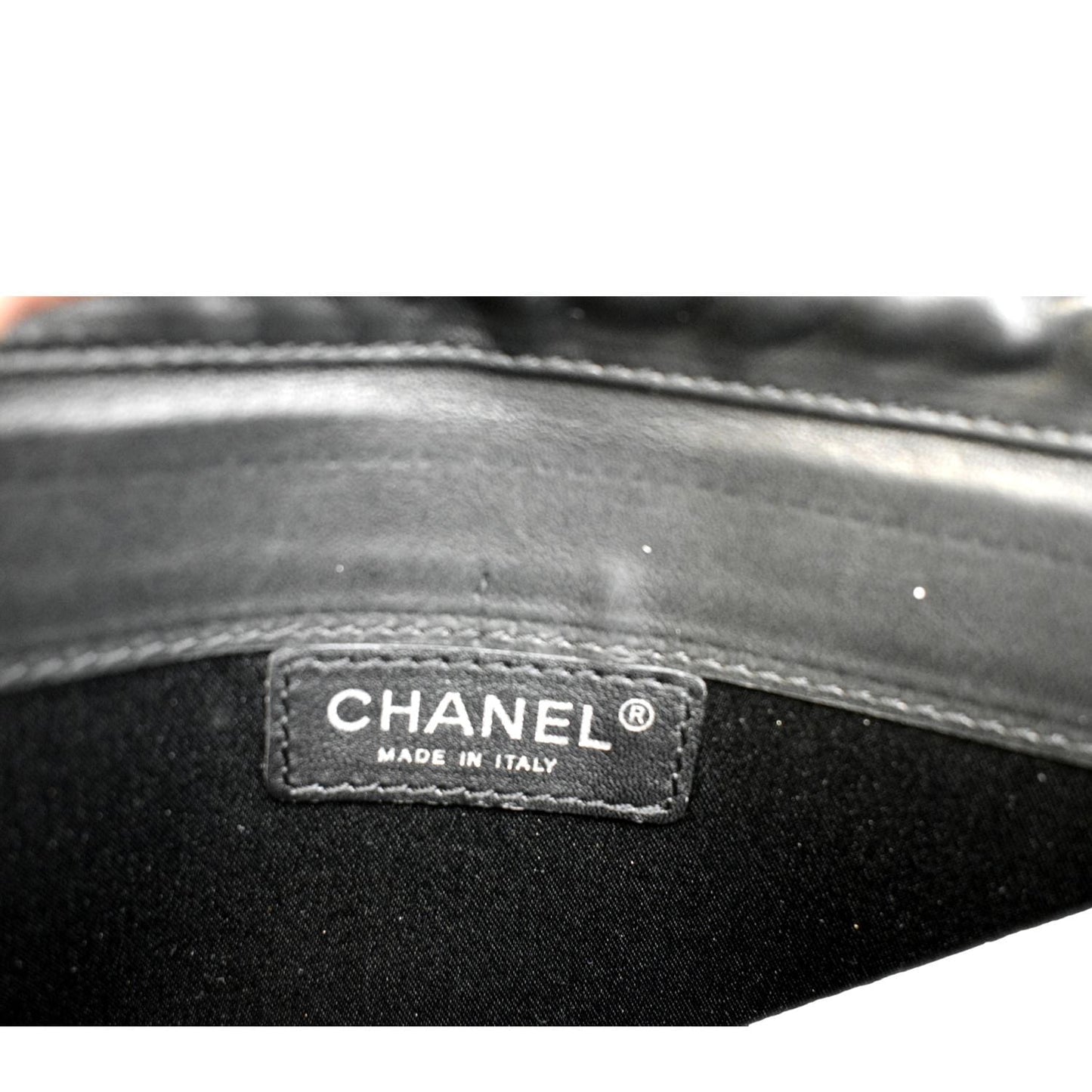 CHANEL Long Flap Quilted Patent Leather Chain Shoulder Bag Black