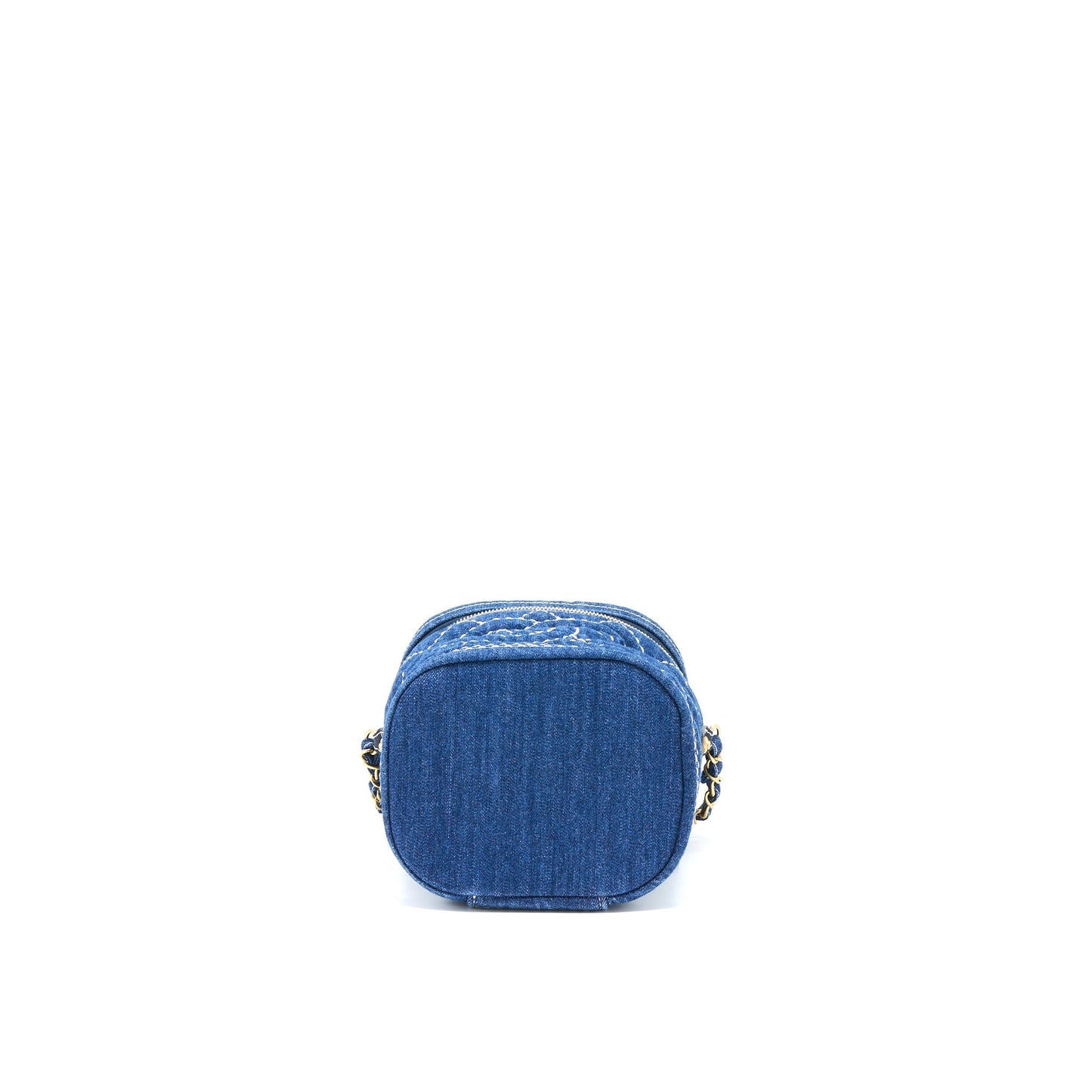 Chanel Top Handle Crossbody Vanity Case Denim Blue Brushed