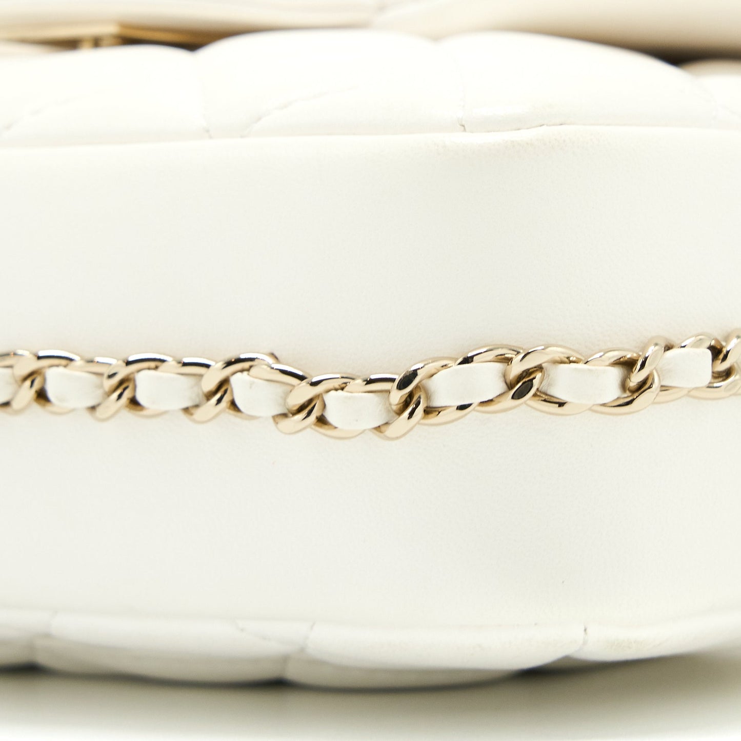 Chanel Small Pearl Logo Chain Bag Lambskin White L