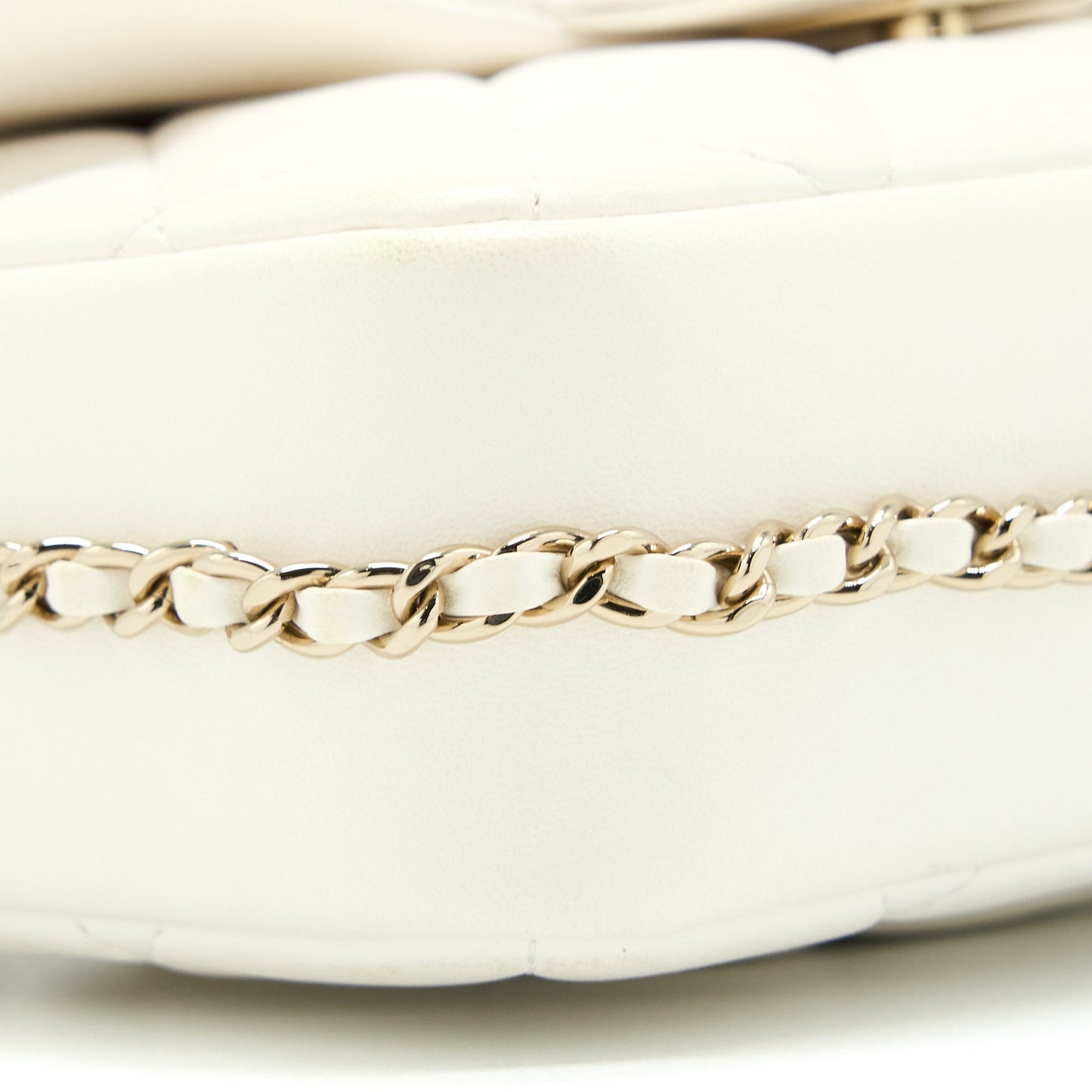 Chanel Small Pearl Logo Chain Bag Lambskin White L
