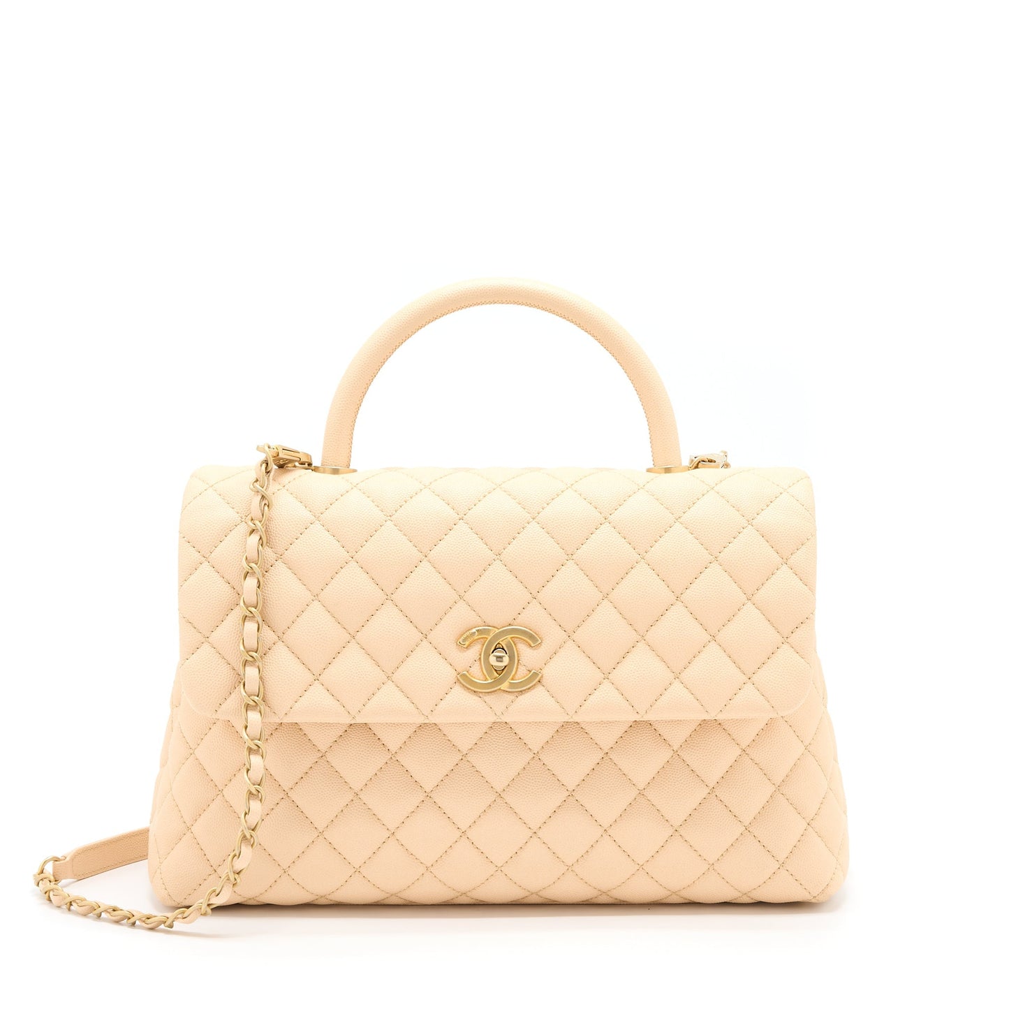 Chanel Coco Top Handle Flap Bag Caviar Beige