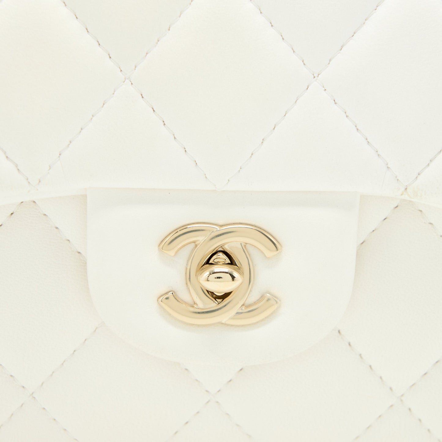 Chanel Small Pearl Logo Chain Bag Lambskin White L