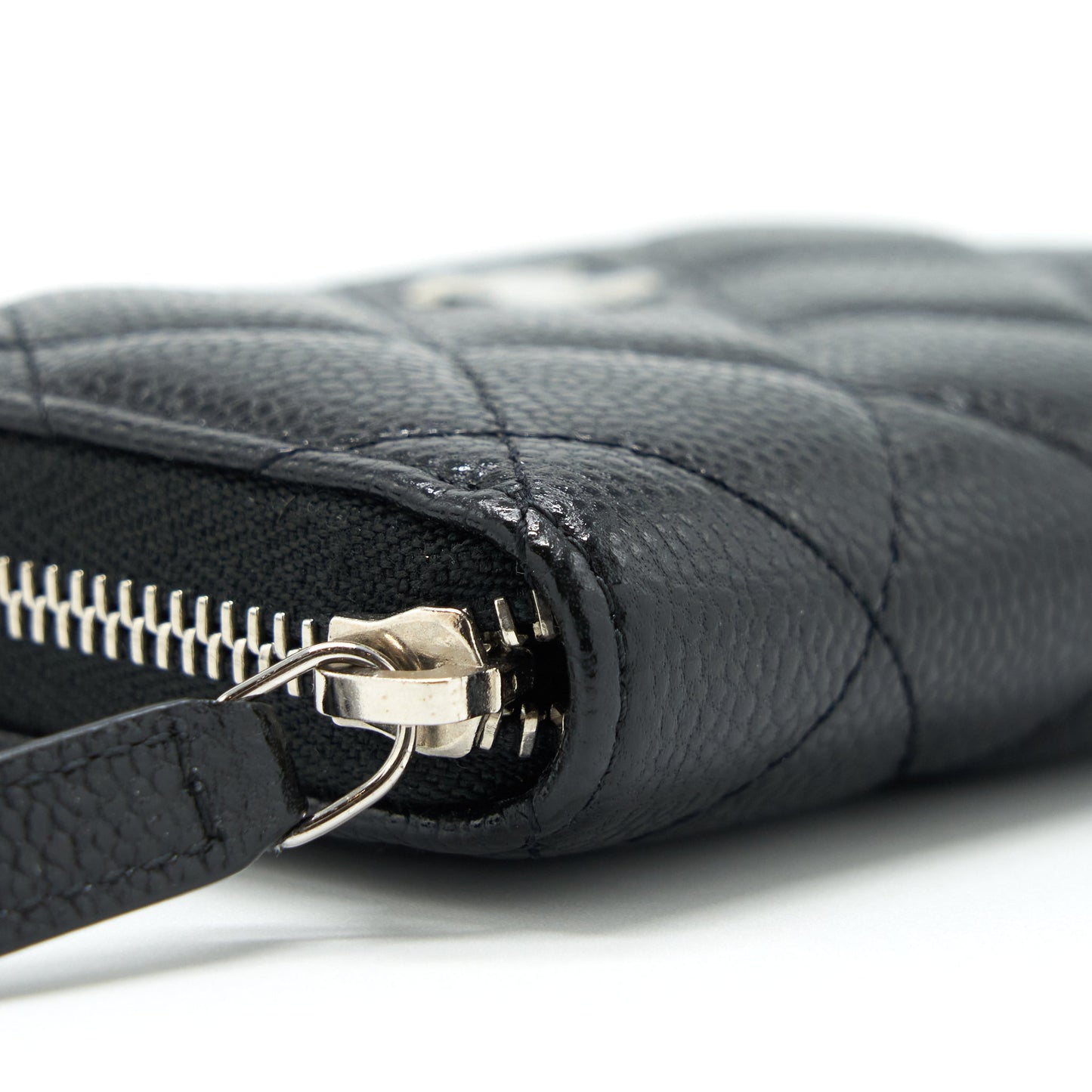 Chanel Mini Zippy Card Holder With Chain Caviar Black