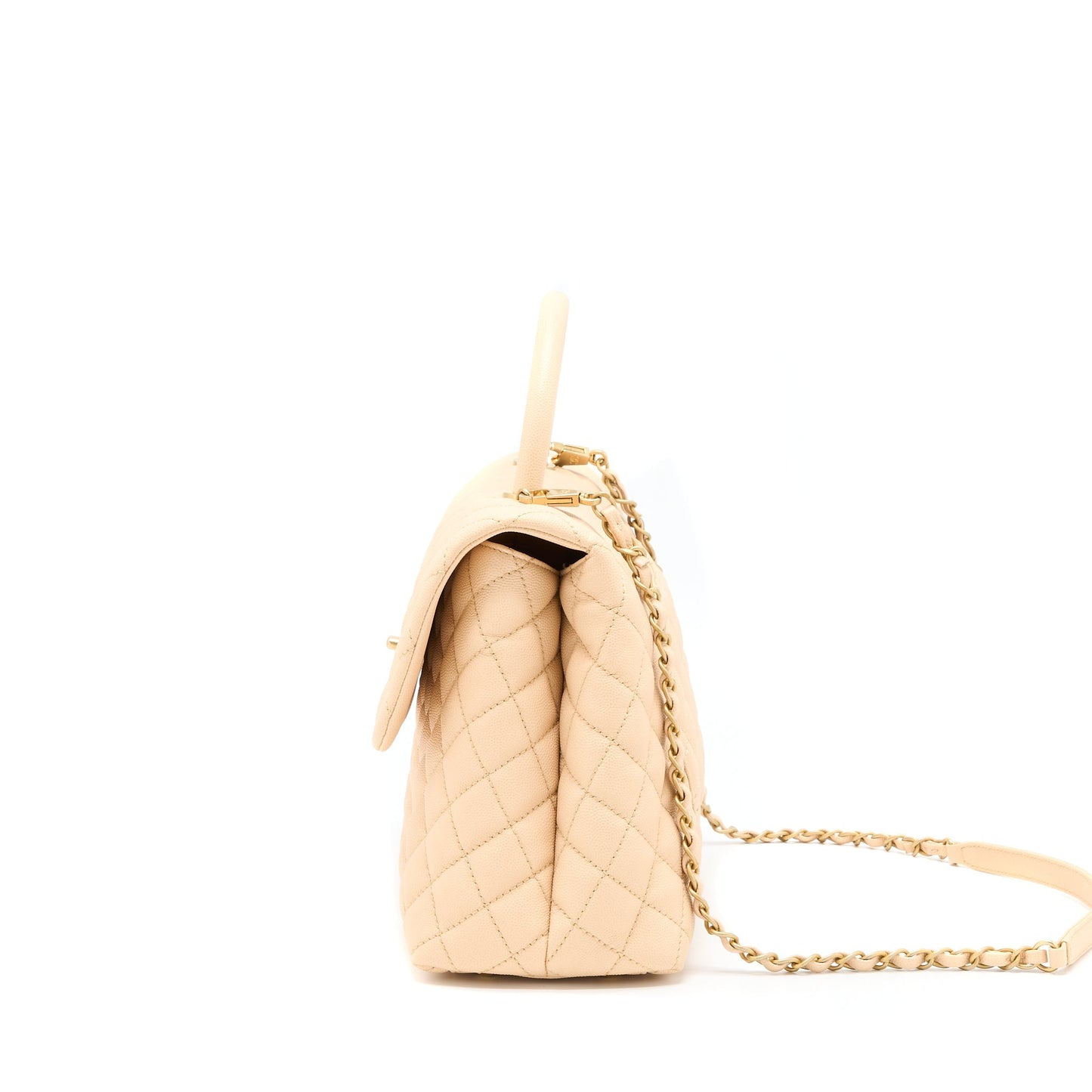 Chanel Coco Top Handle Flap Bag Caviar Beige