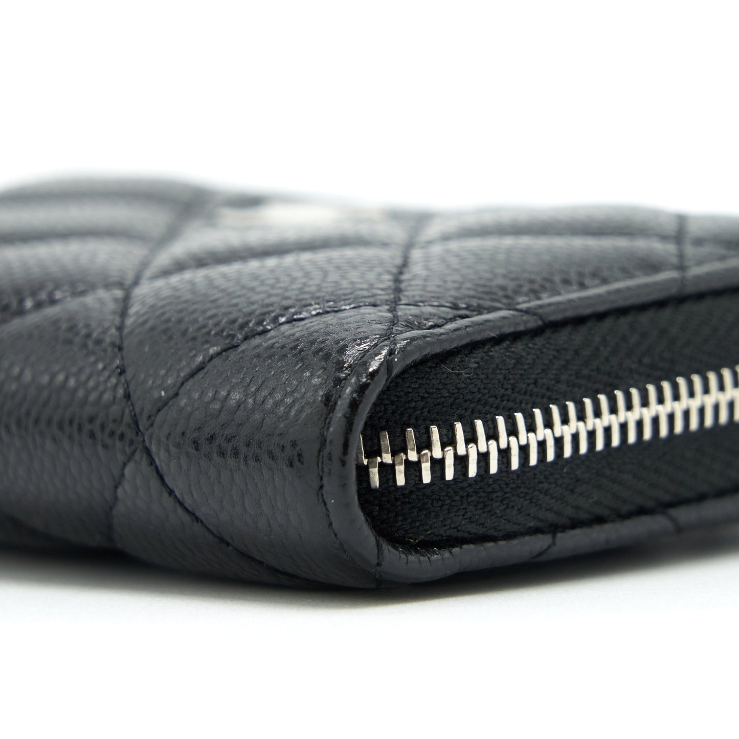 Chanel Mini Zippy Card Holder With Chain Caviar Black