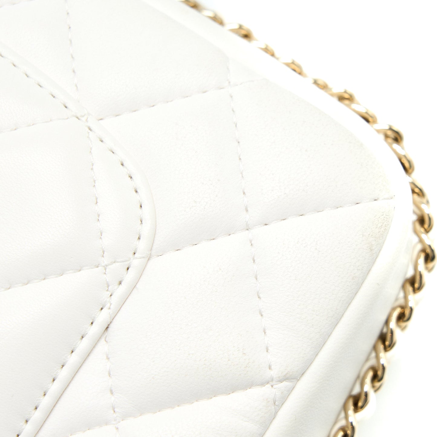 Chanel Small Pearl Logo Chain Bag Lambskin White L