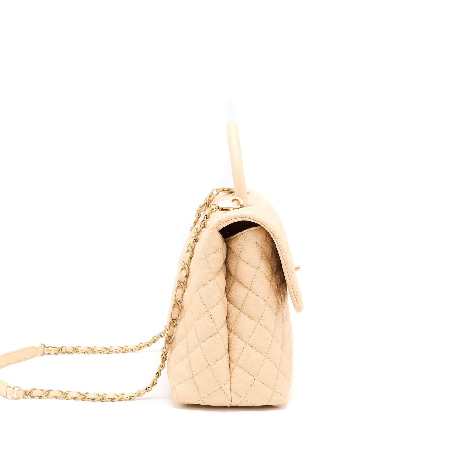 Chanel Coco Top Handle Flap Bag Caviar Beige