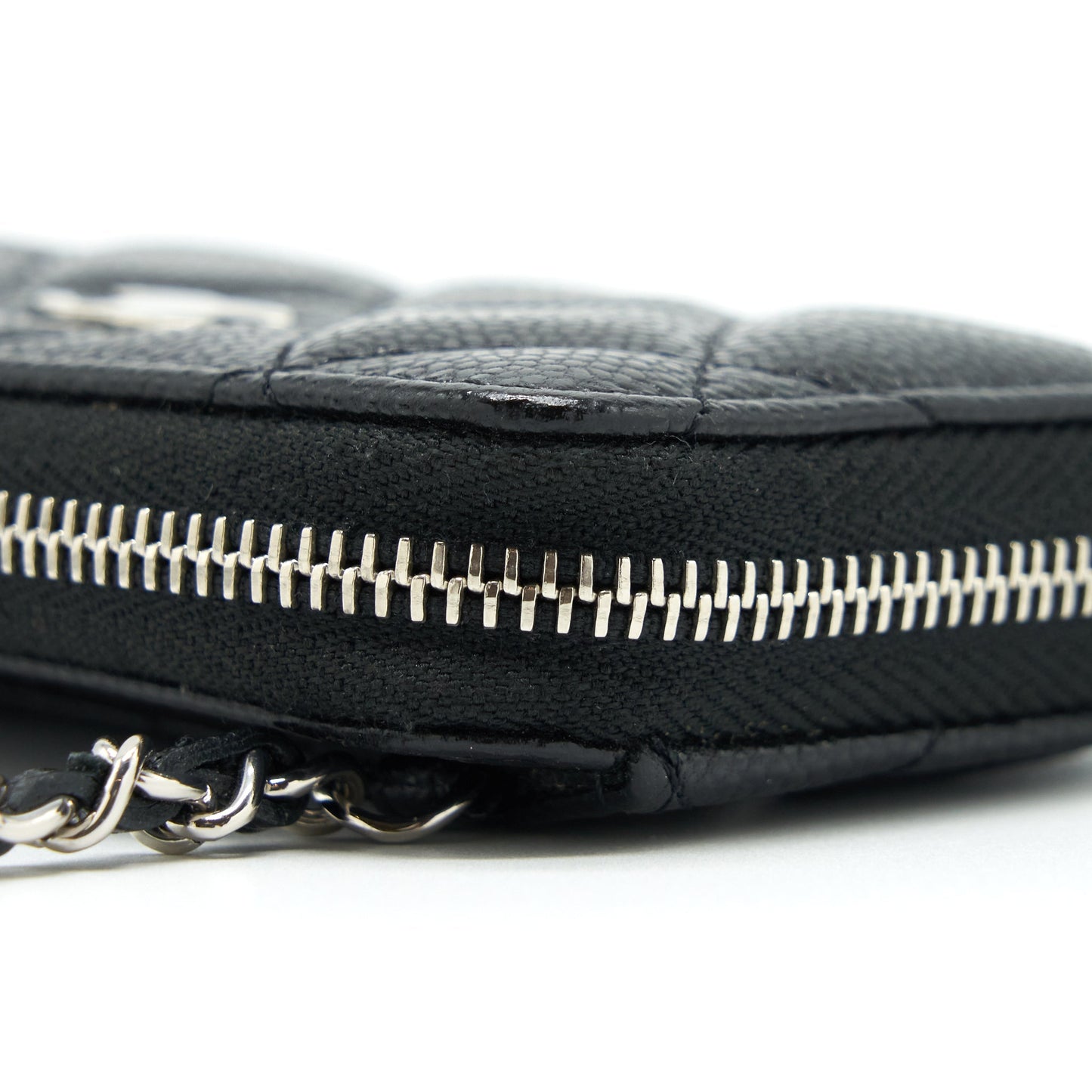 Chanel Mini Zippy Card Holder With Chain Caviar Black