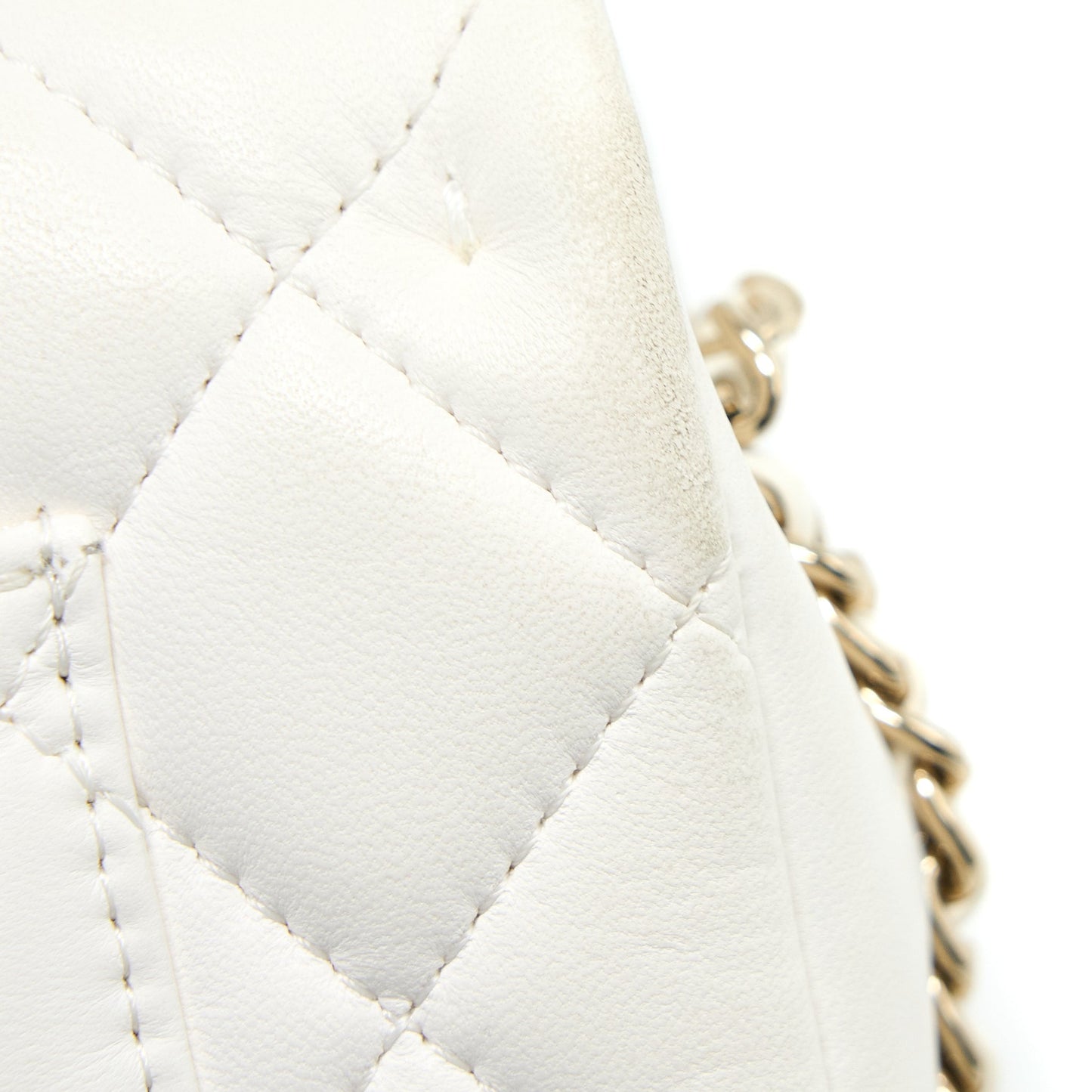 Chanel Small Pearl Logo Chain Bag Lambskin White L