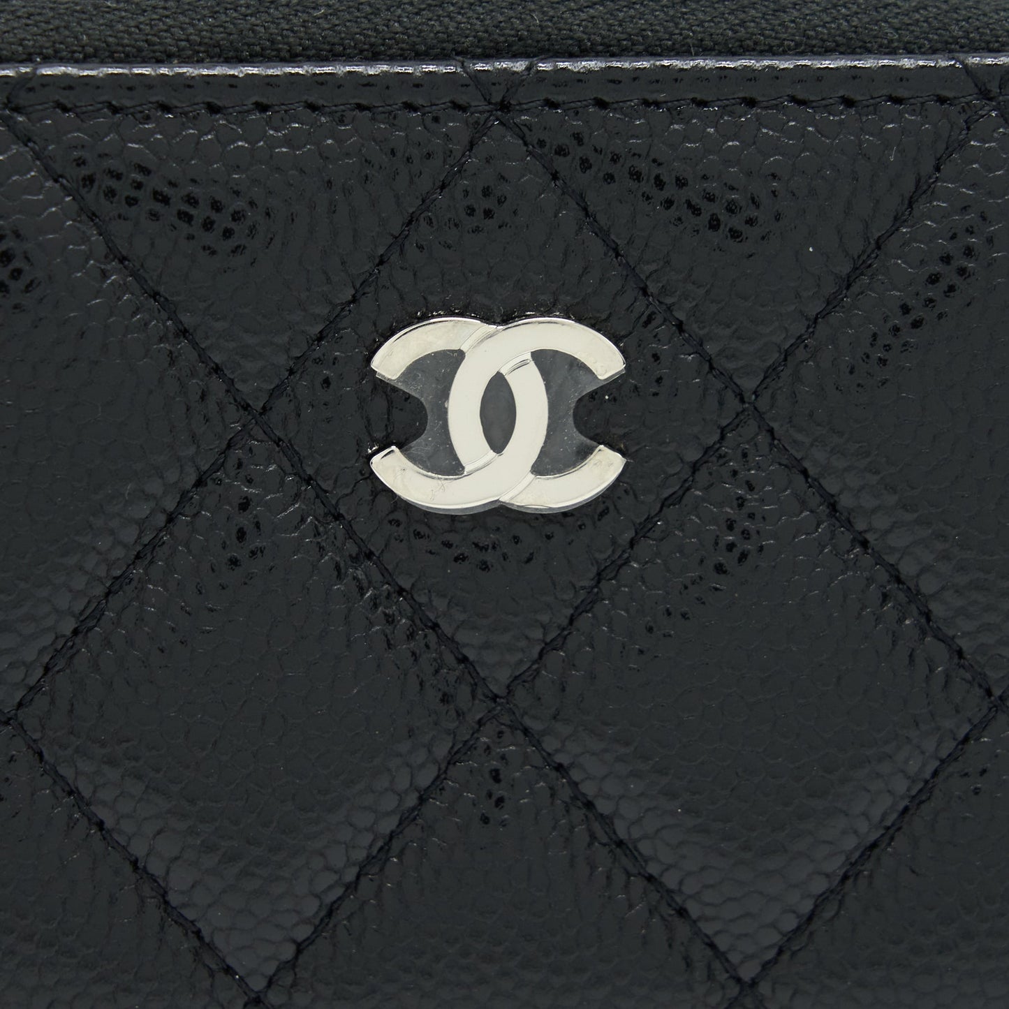 Chanel Mini Zippy Card Holder With Chain Caviar Black