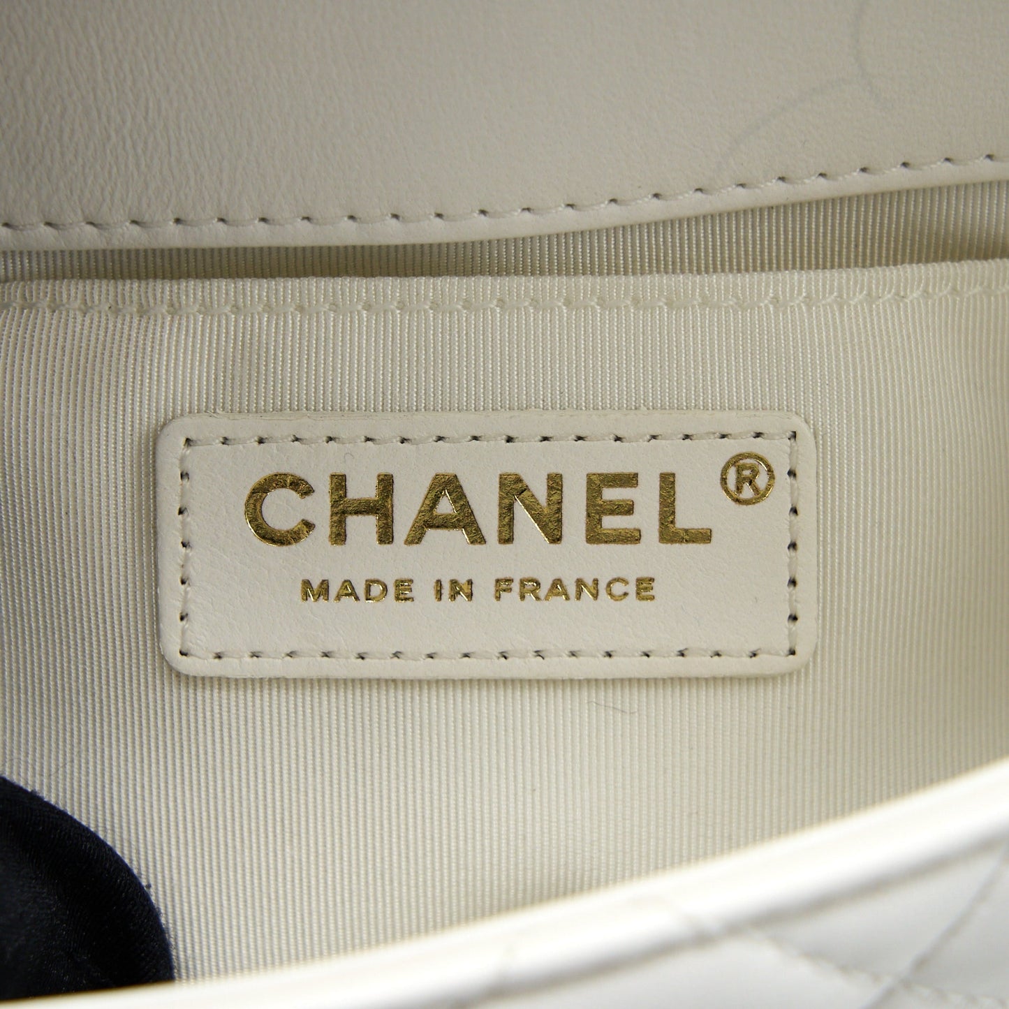 Chanel Small Pearl Logo Chain Bag Lambskin White L