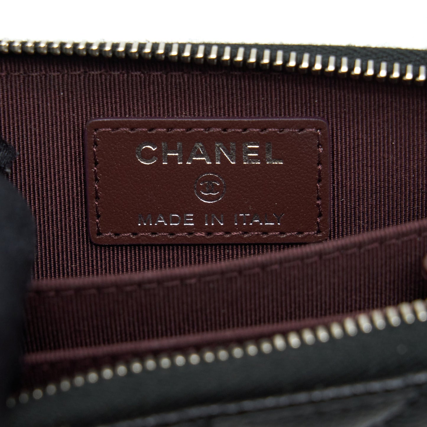 Chanel Mini Zippy Card Holder With Chain Caviar Black