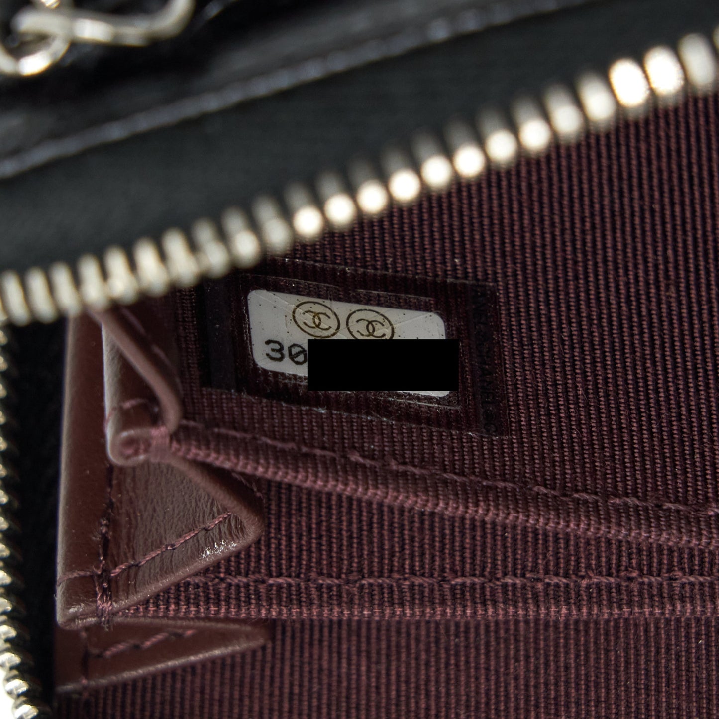 Chanel Mini Zippy Card Holder With Chain Caviar Black
