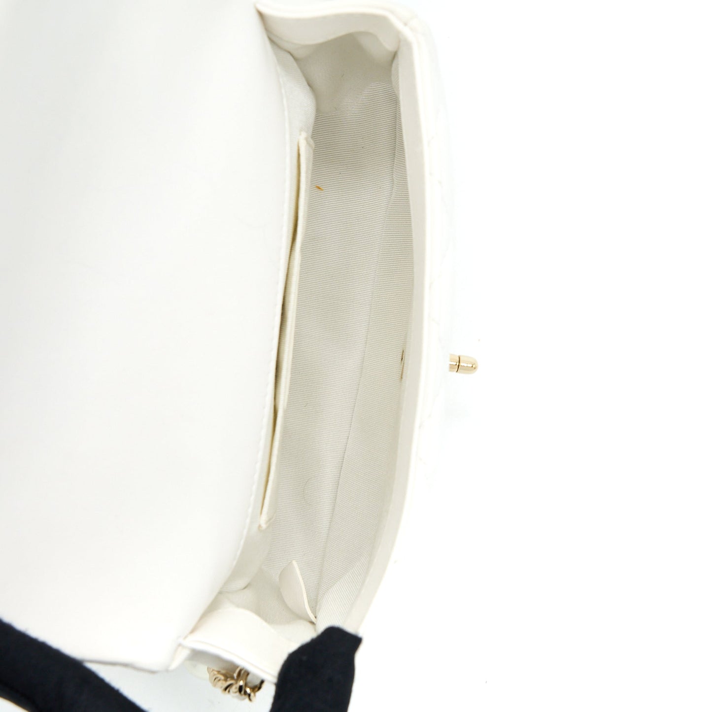 Chanel Small Pearl Logo Chain Bag Lambskin White L