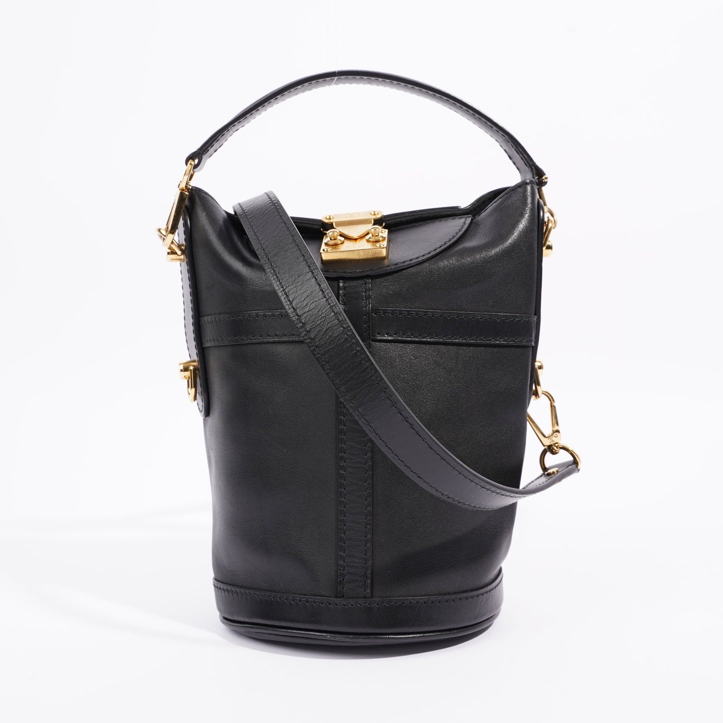 Louis Vuitton Duffle Top Handle Bag Black Leather