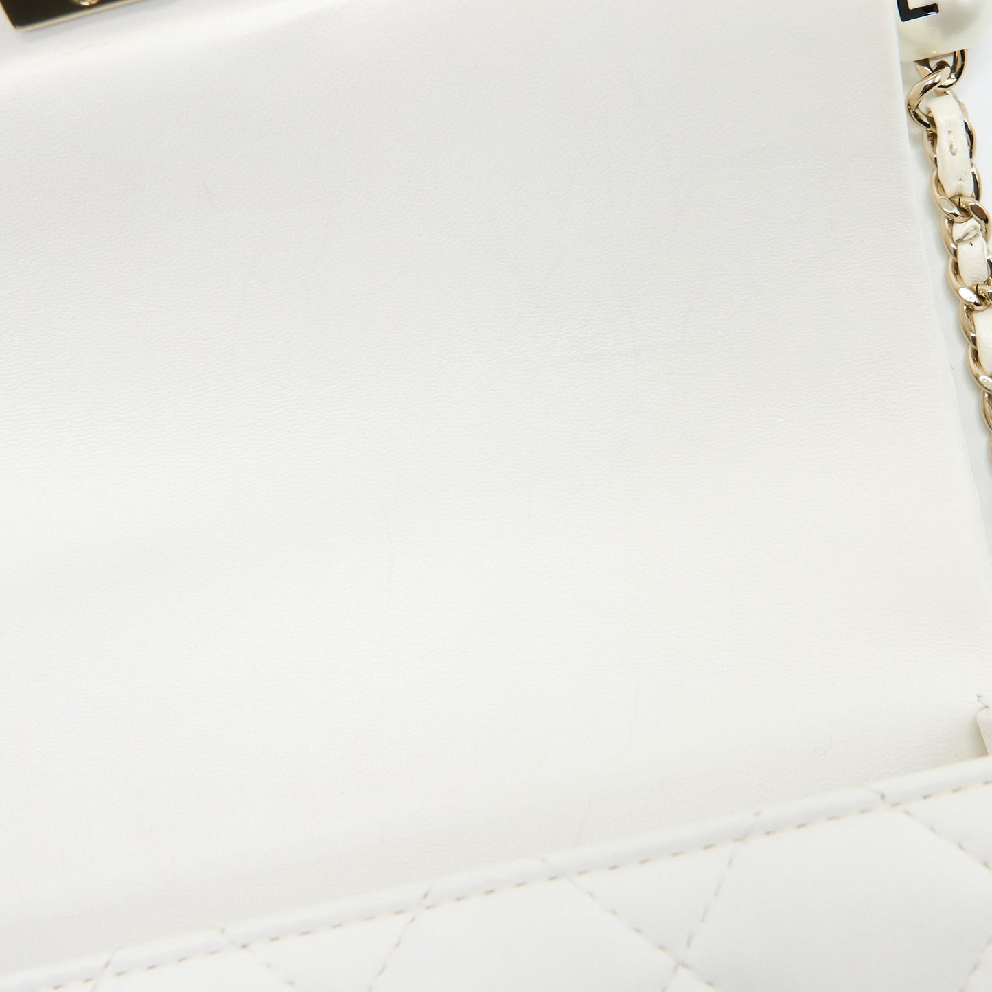 Chanel Small Pearl Logo Chain Bag Lambskin White L